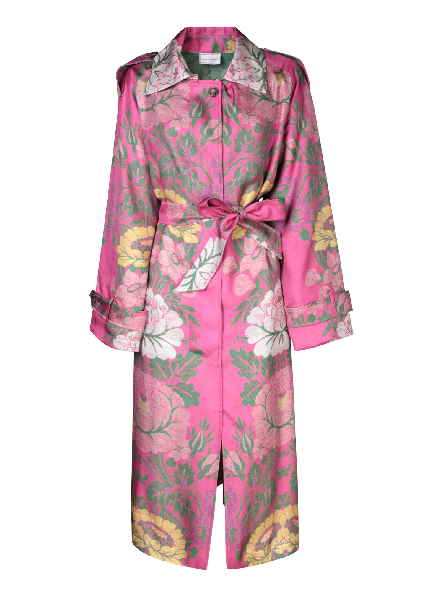 Shop Pierre-louis Mascia Fancy Fuxia/multicolor Duster Coat In Pink