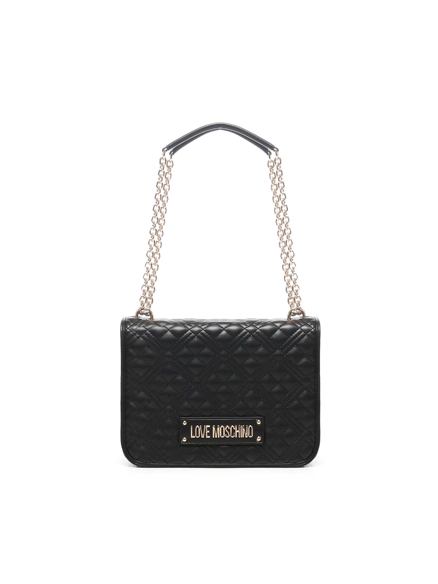 Love Moschino Quilted Shoulder Bag With Logo In Black