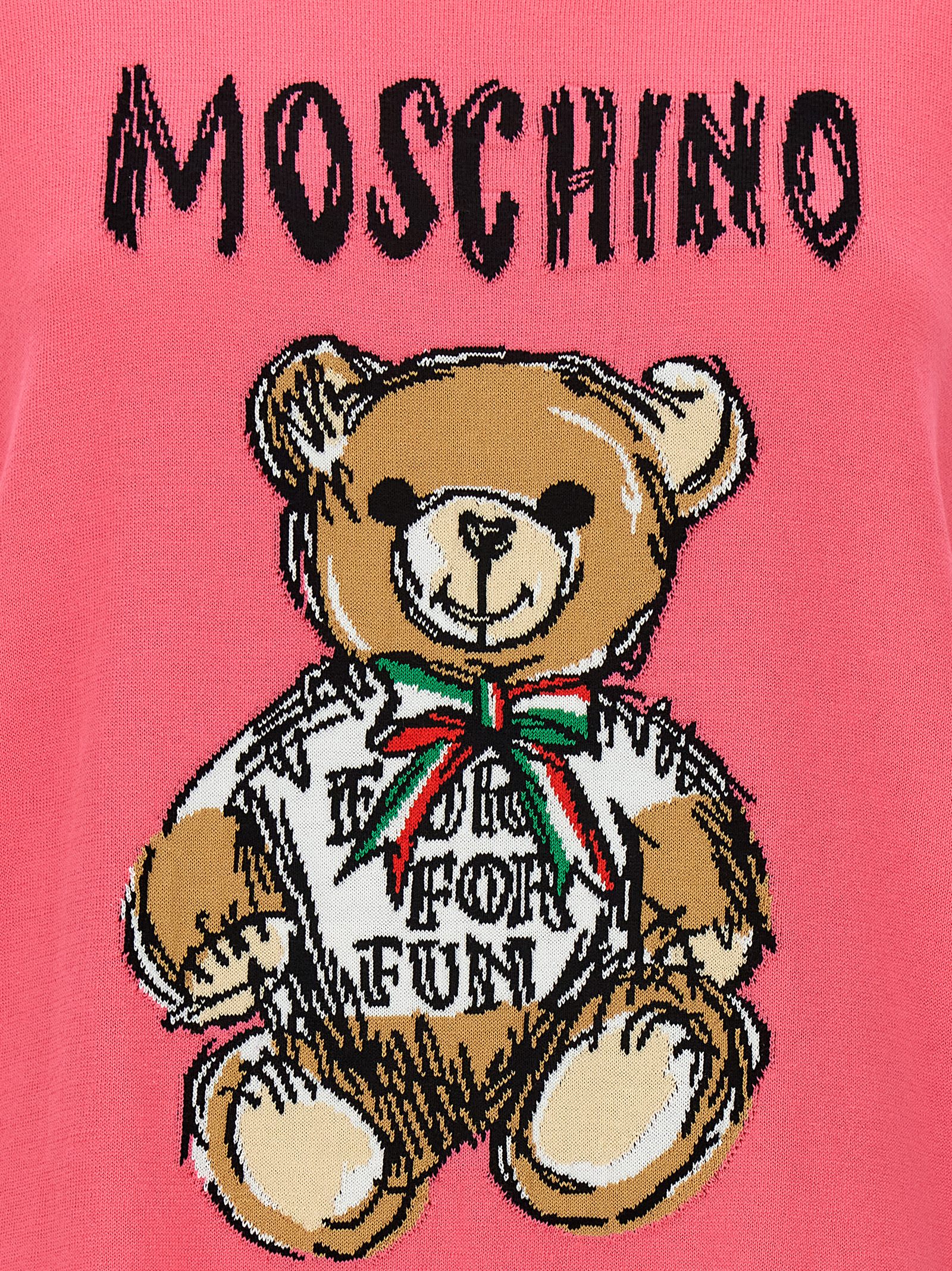 Shop Moschino Teddy Bear Sweater In Fuchsia