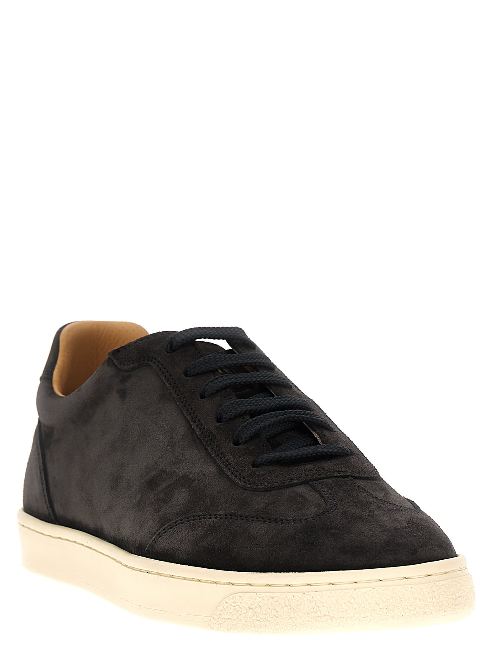 Shop Brunello Cucinelli Suede Sneakers In Gray