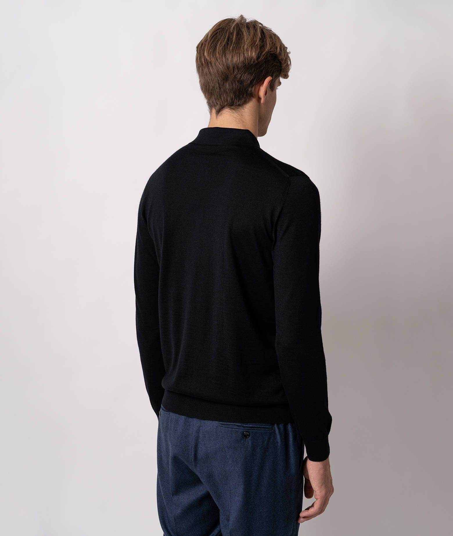 Shop Larusmiani Long Sleeve Polo Coppa Europa Sweater In Black