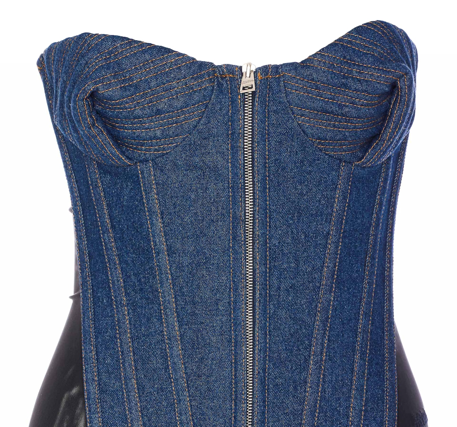 JEAN PAUL GAULTIER THE BI-MATERIAL DENIM CORSET