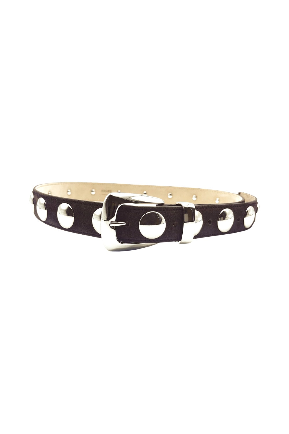 Shop Khaite Benny Belt In Brown Suede Whit Silver Buckle In Coffee