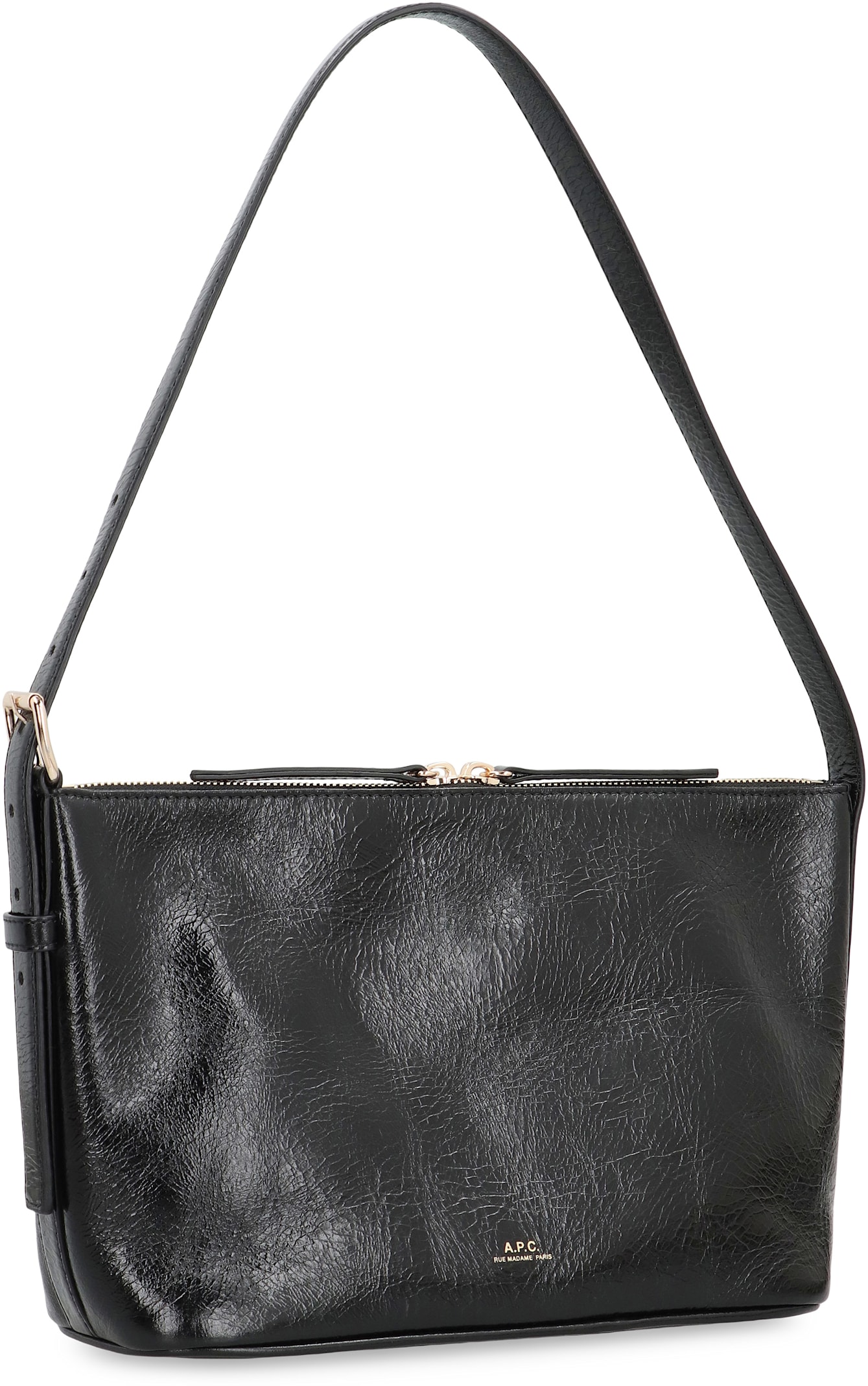 Apc A.p.c. Calfskin Shoulder Bag With Top Handle In Black