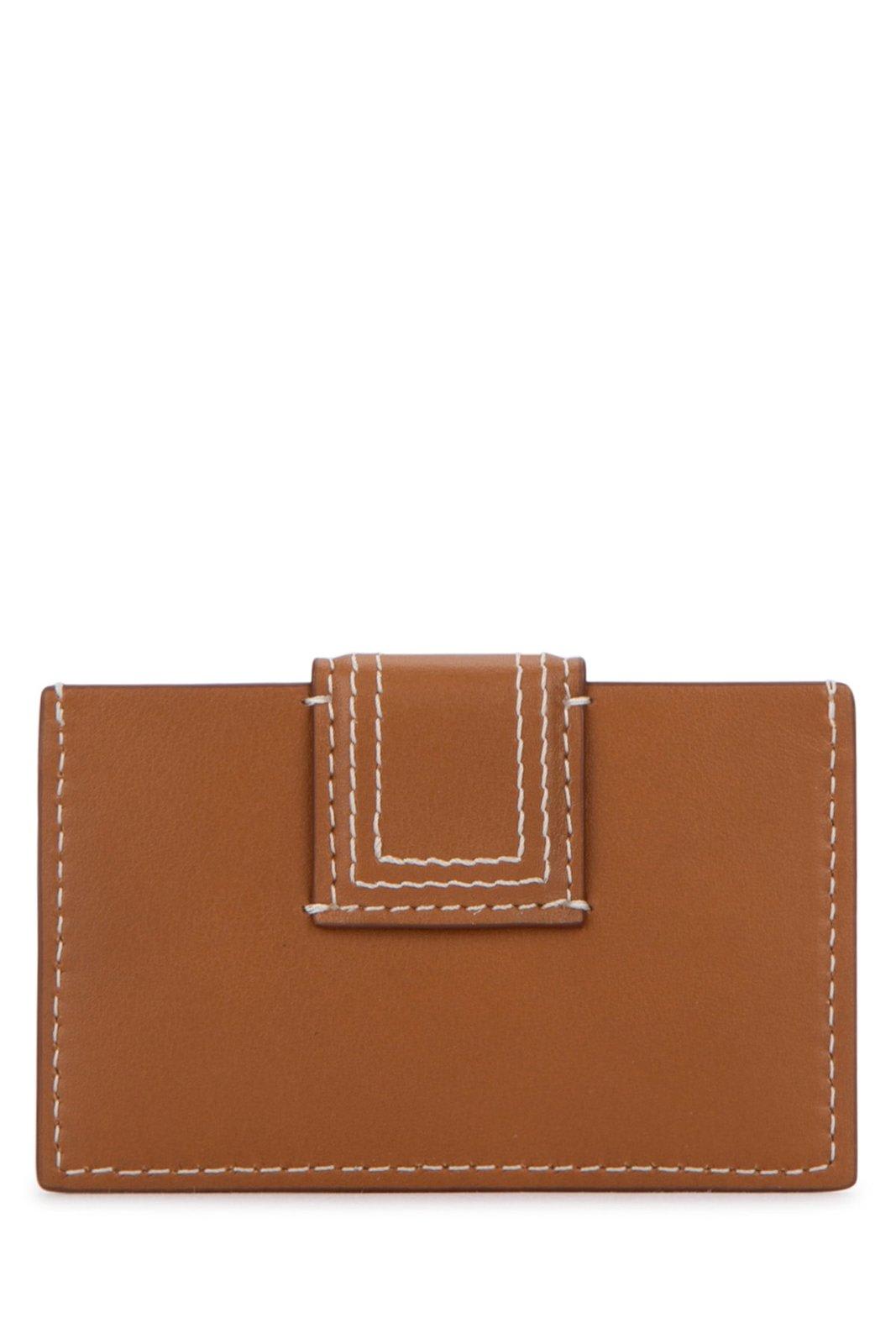 Shop Jacquemus Le Porte-carte Bambino Flap Card Holder In Leather Brown