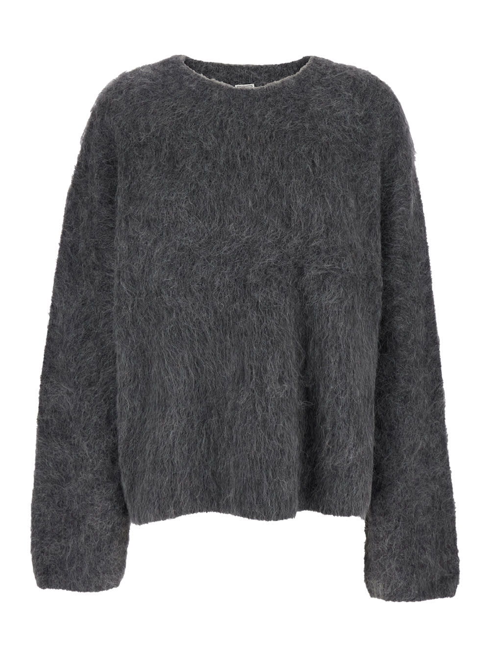 Totême Grey Oversized Sweater With Brushed Effect In Alpaca Blend Woman