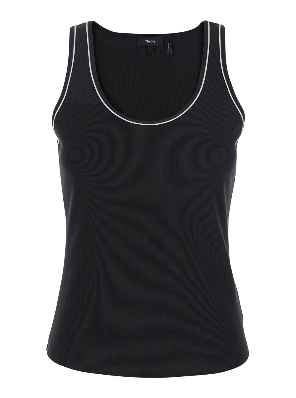 Theory Black Sleeveless Top With Scoop Neck In Cotton Stretch Woman
