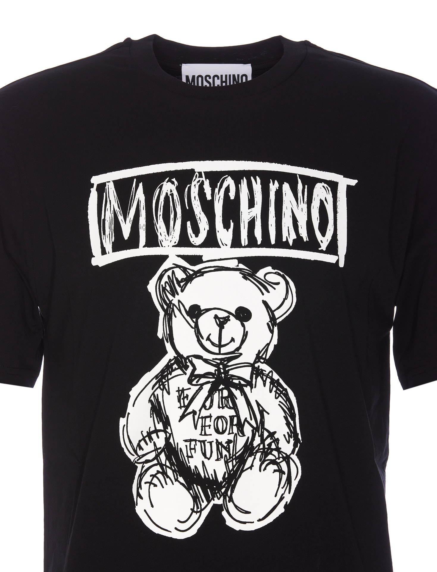 Shop Moschino Drawn Teddy Bear T-shirt In Black