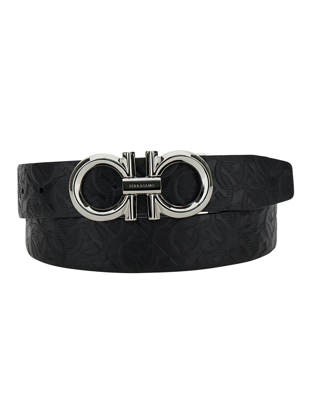 Ferragamo Black Leather Belt With Logo Buckle