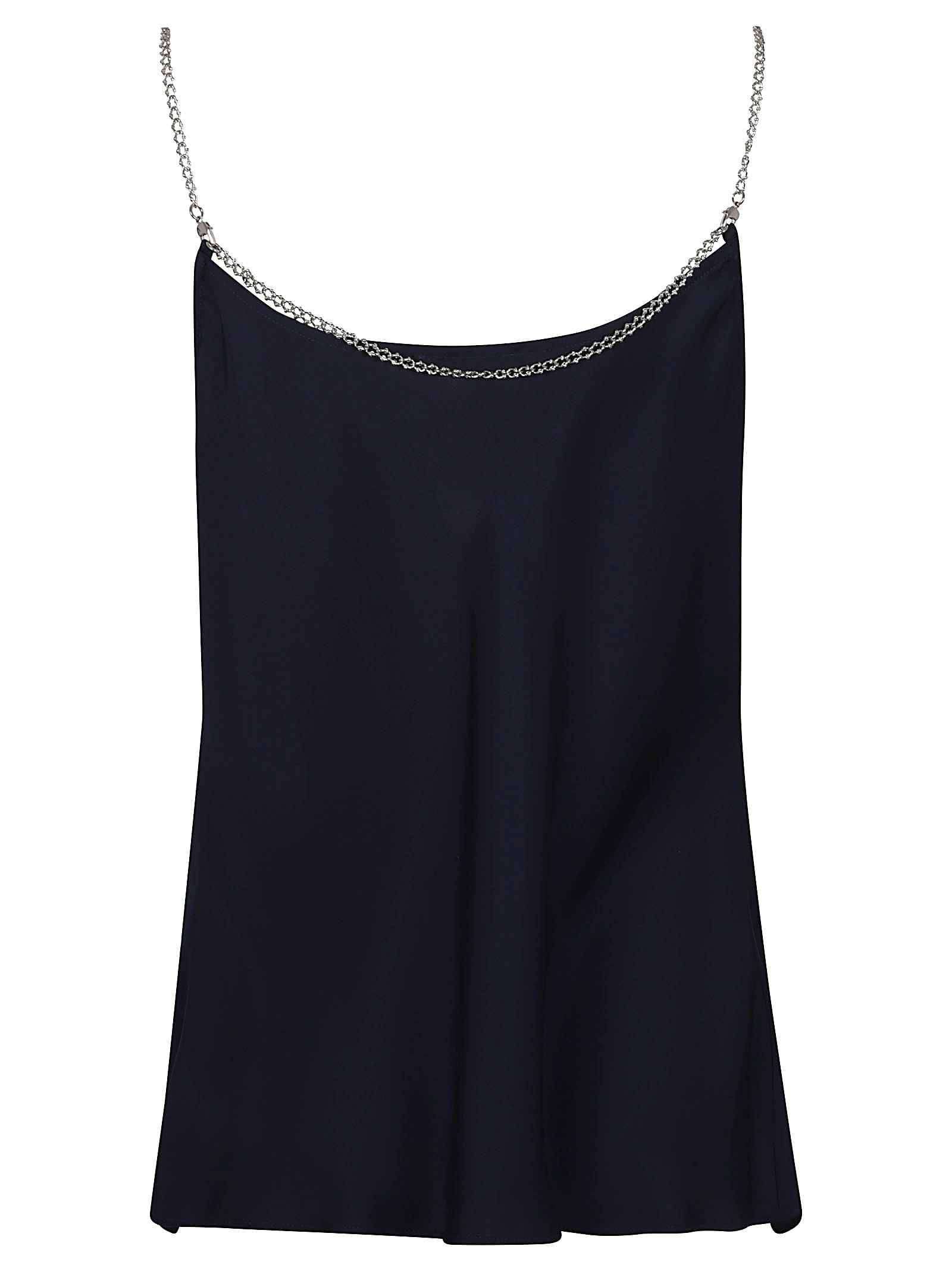 Rabanne Blue Satin Tank Top In Deep Navy