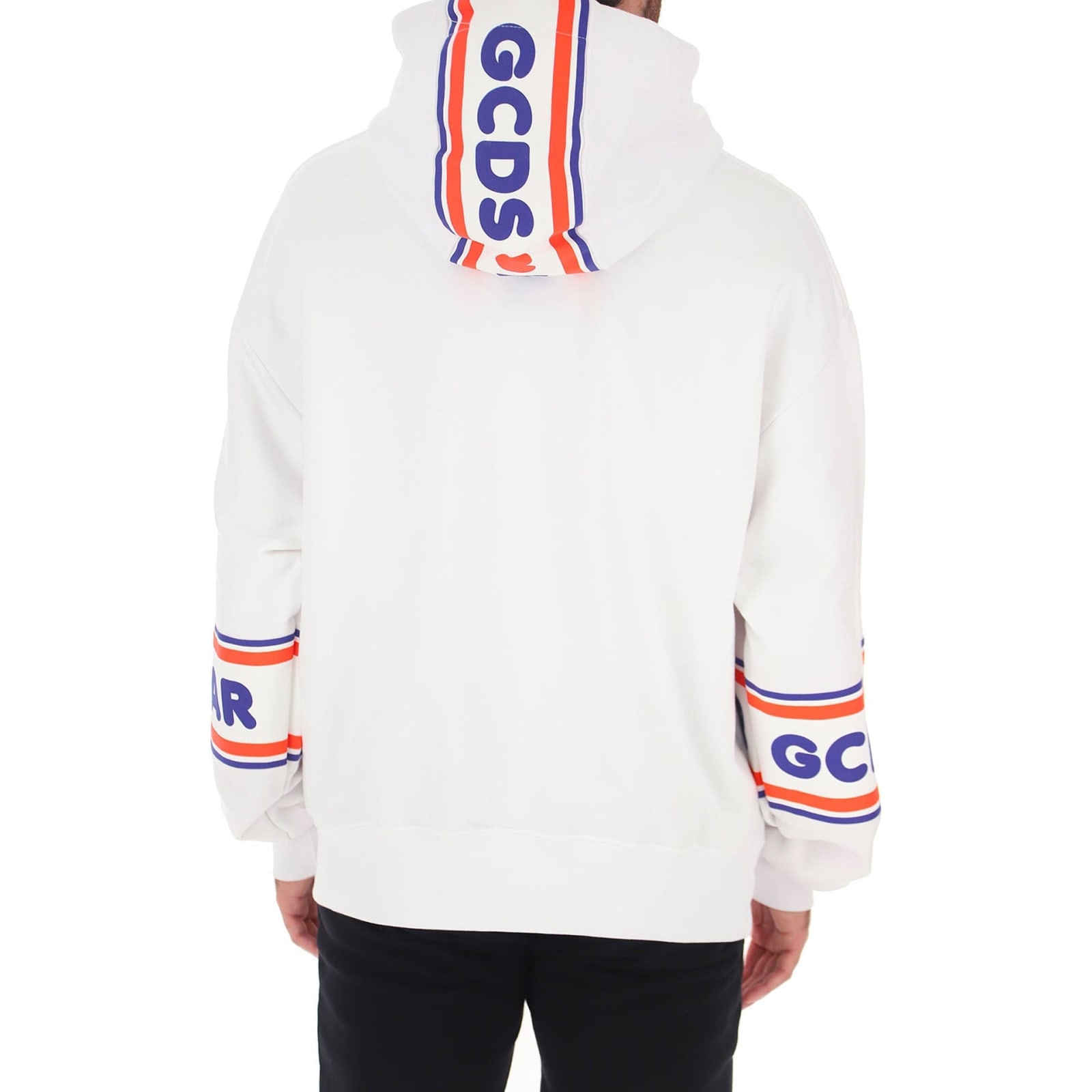 Shop Gcds Logo Hooded Sweatshirt In White