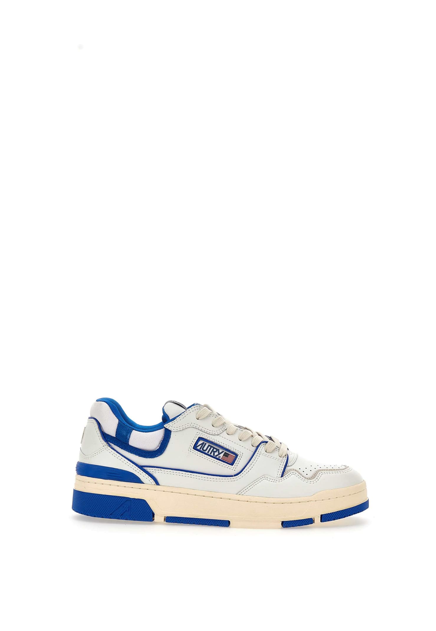 Autry Clc Leather Low-top Sneakers In White-blue
