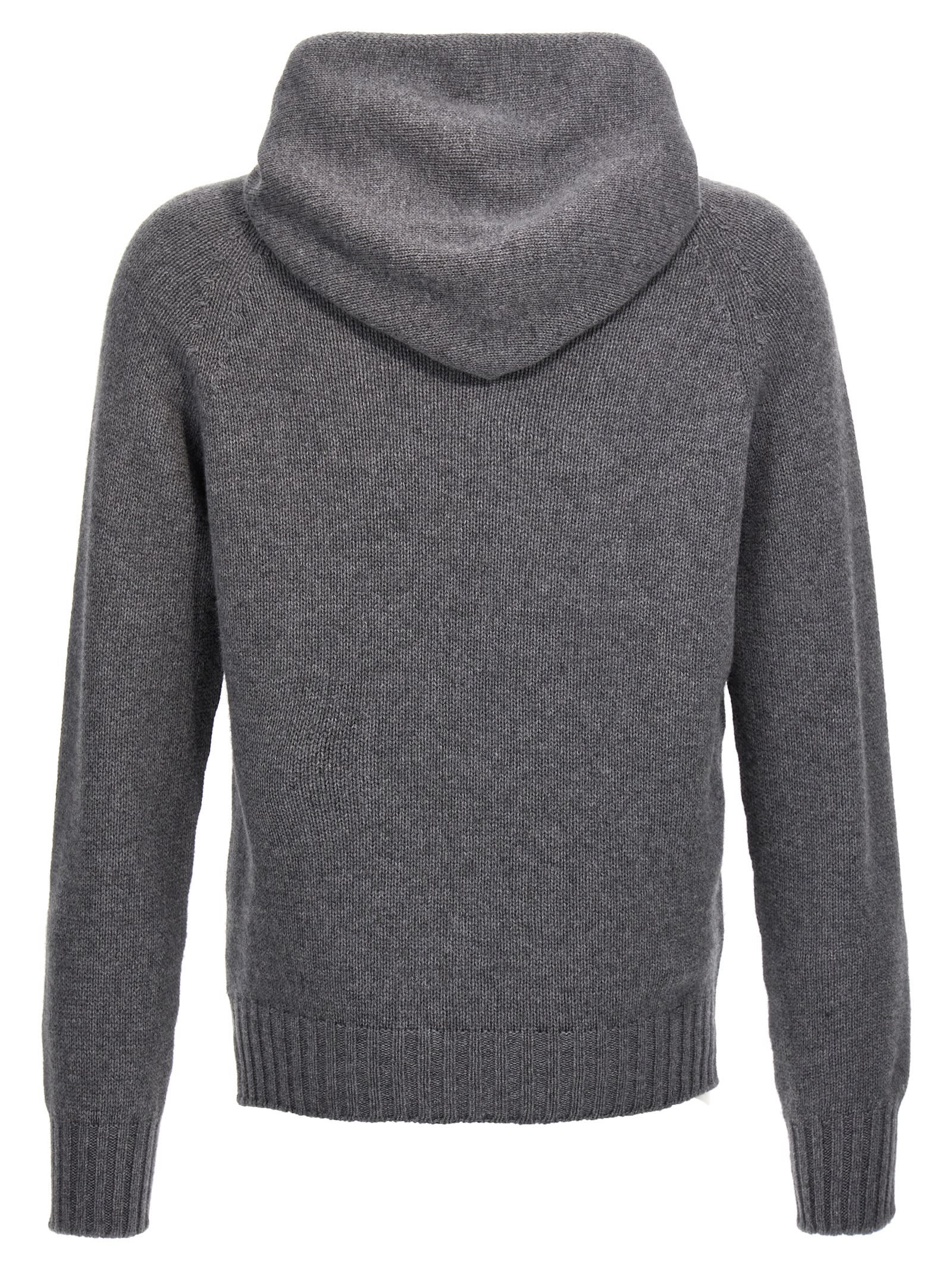 Shop Ma'ry'ya Wool Hooded Sweater In Gray