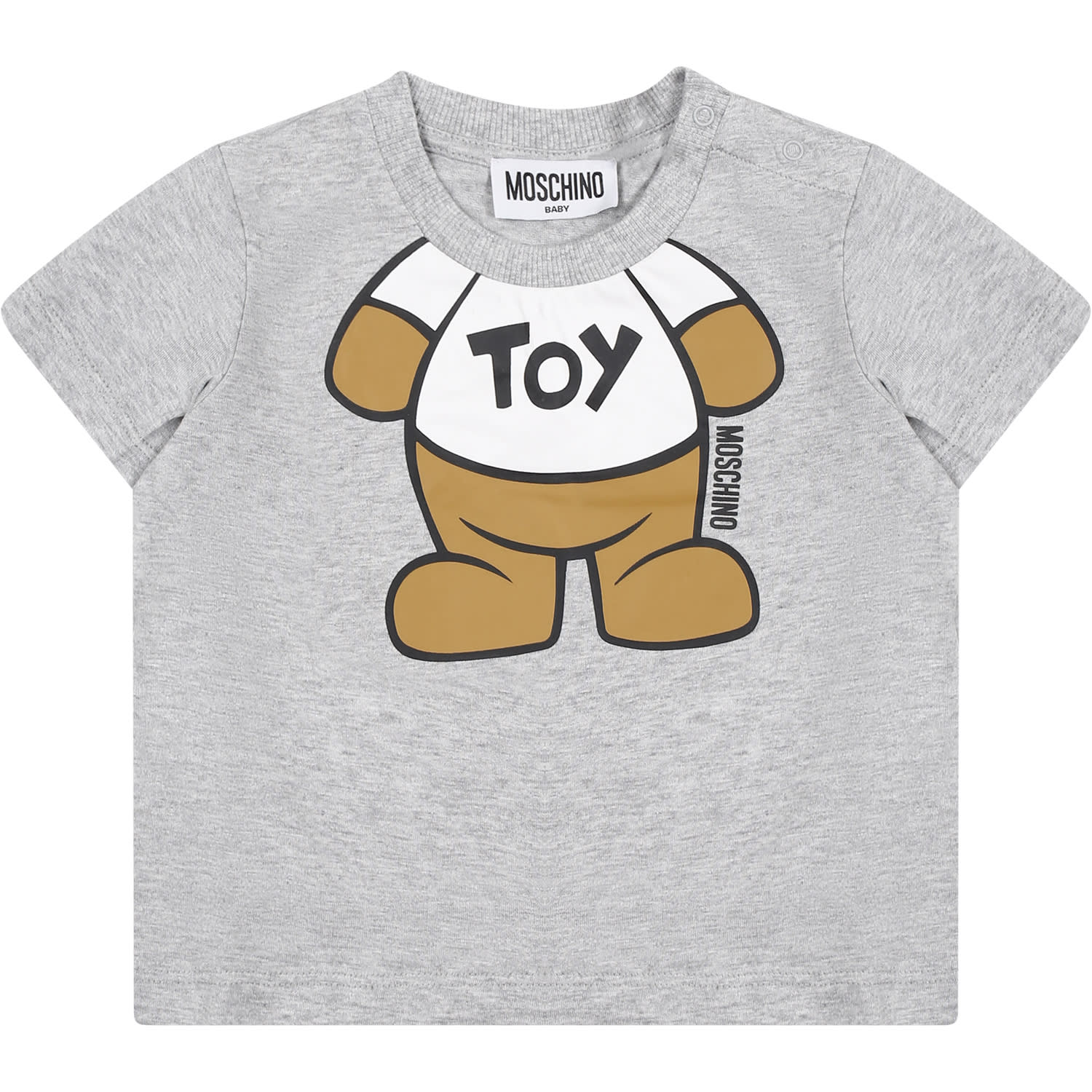 Moschino Kids' Gray T-shirt For Babies With Teddy Bear In Grey
