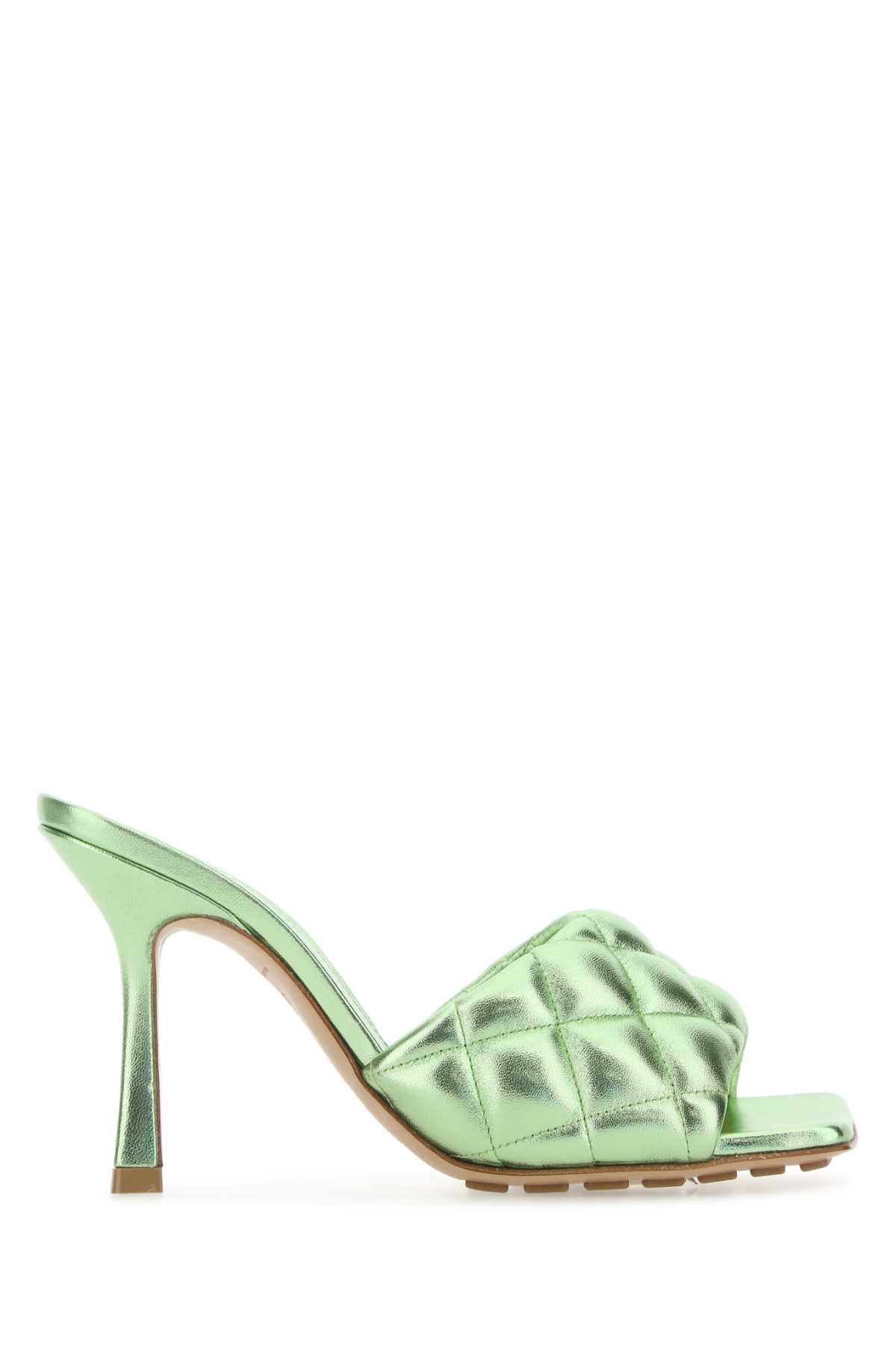 Light Green Nappa Leather Padded Sandals