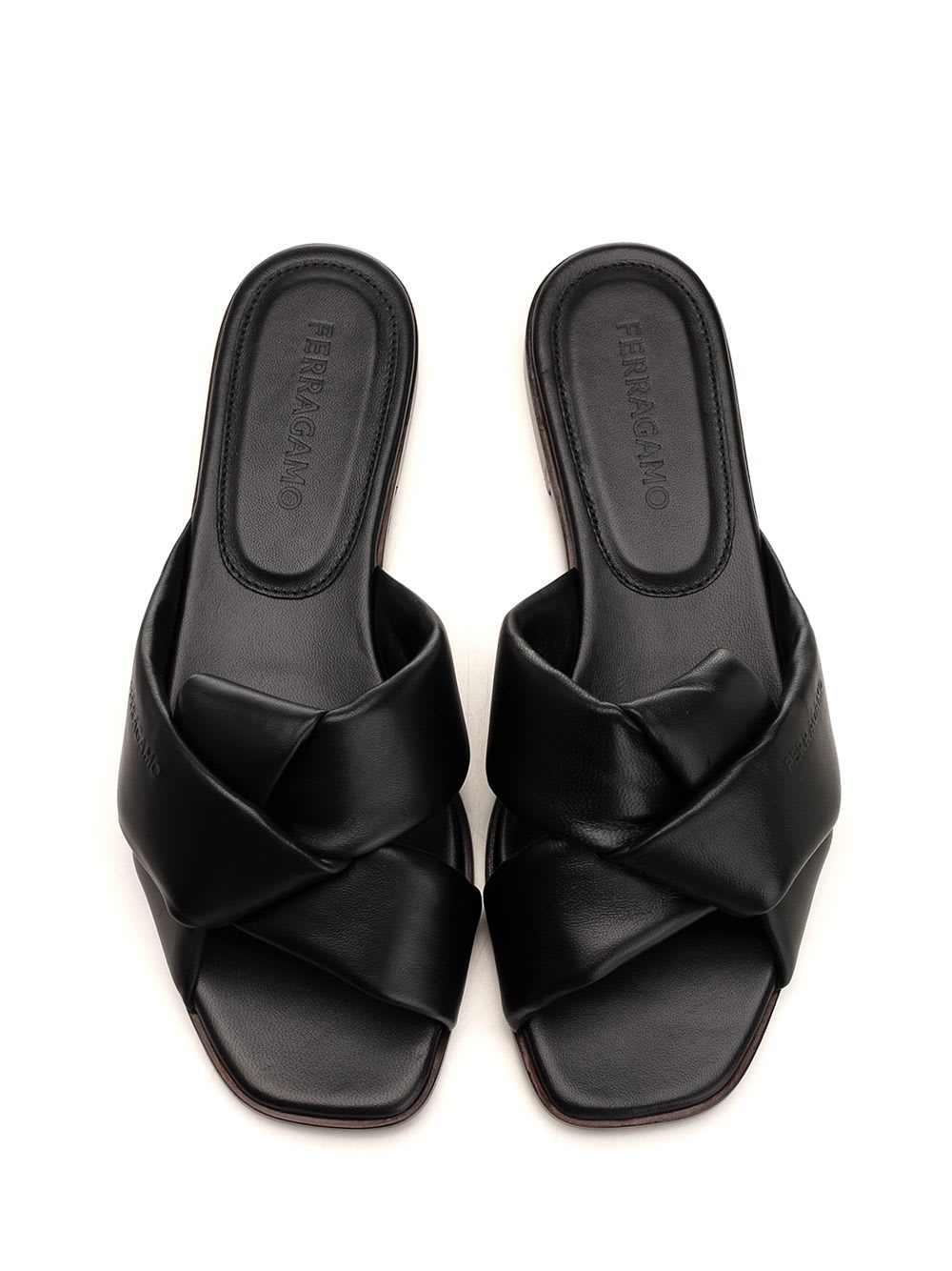 Shop Ferragamo Origami Knot Flat Sandal In Black