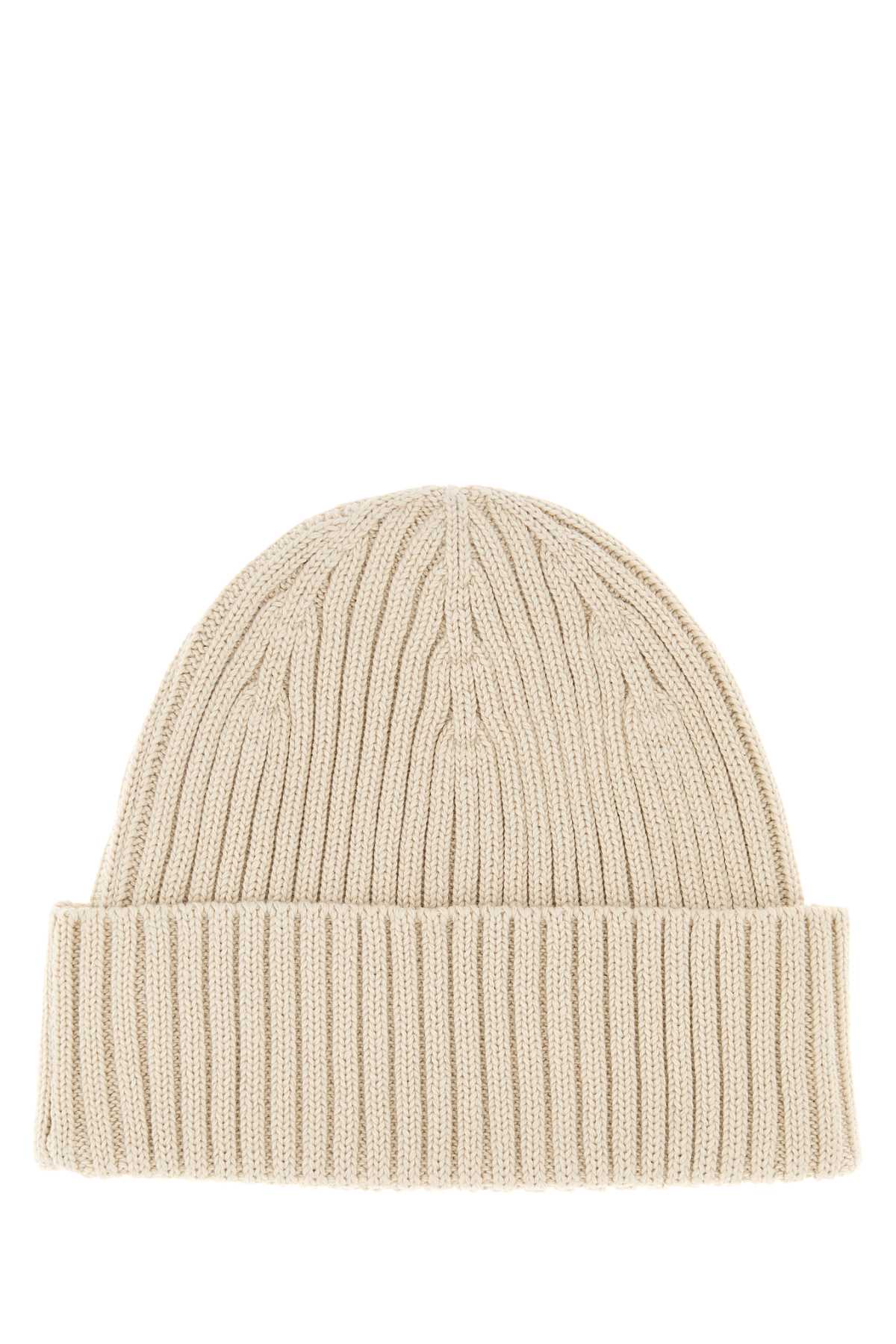 Maison Kitsuné Maison Kitsune Sand Cotton Beanie Hat In Brown