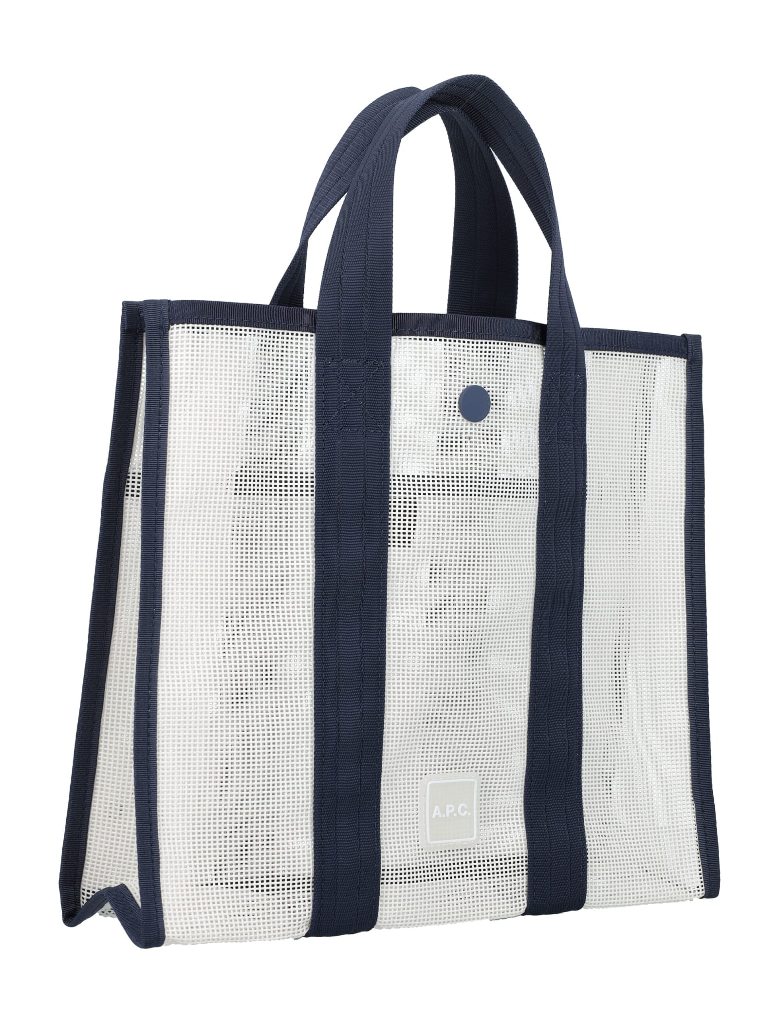 Shop Apc Cabas Louise Tote Bag In White/navy