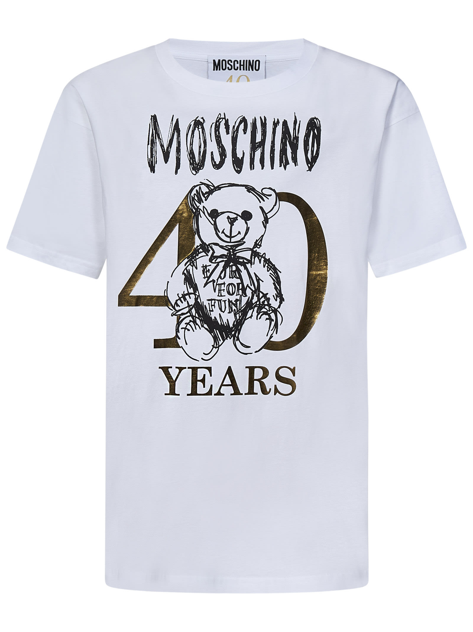 Shop Moschino Teddy 40 Years Of Love T-shirt In 1001