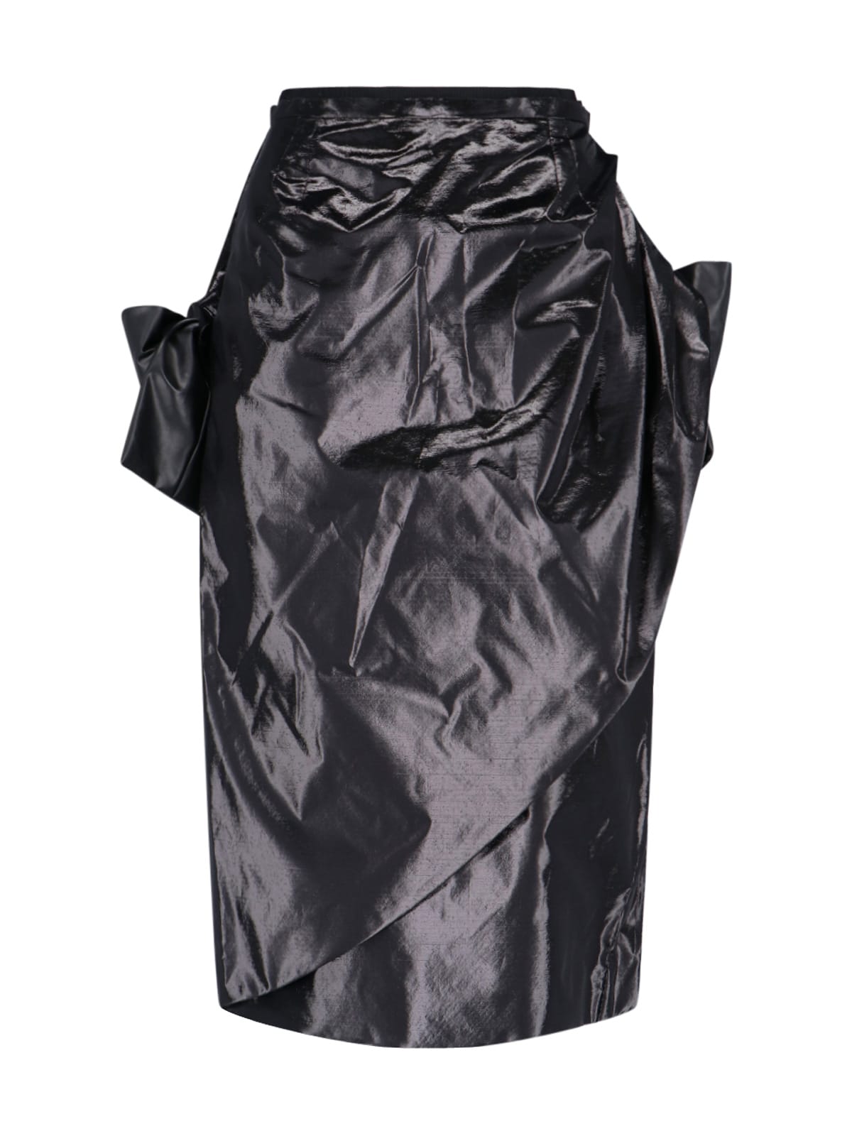 Shop Maison Margiela Draped Midi Skirt In Black