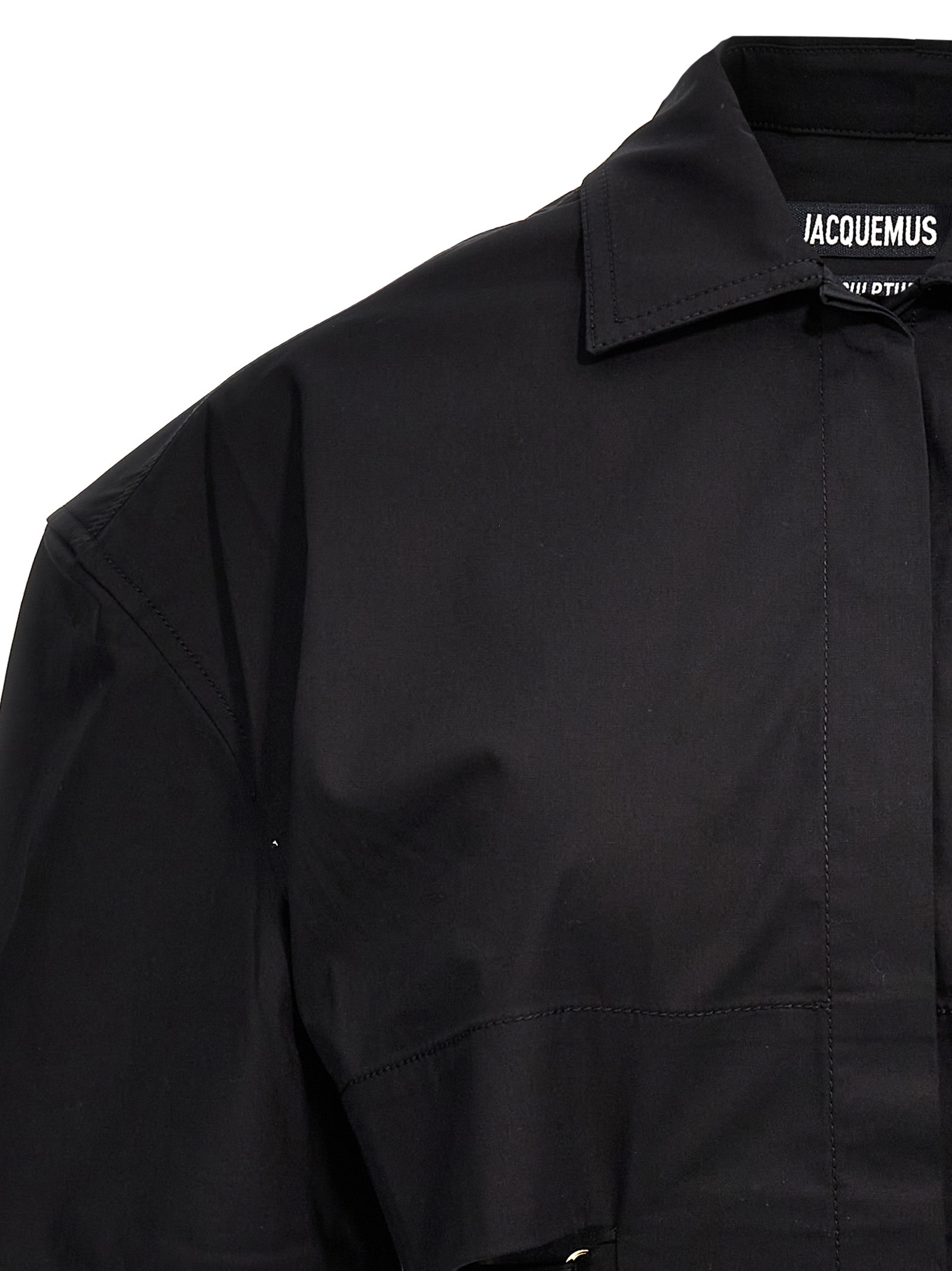 Shop Jacquemus La Chemise Courte Bari Cropped Shirt In Black