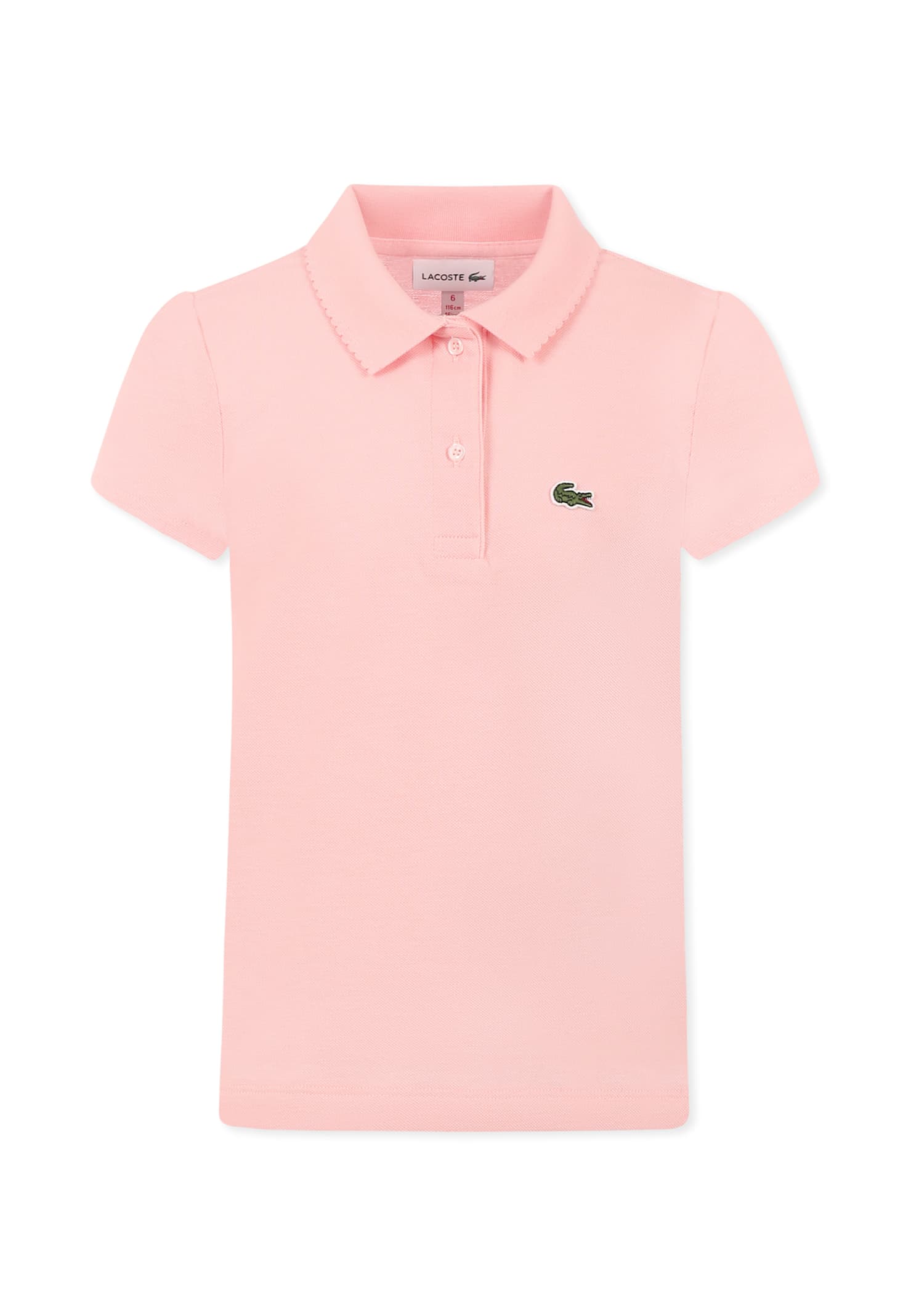 Lacoste Pink Polo Shirt For Girl With Crocodile In Pink