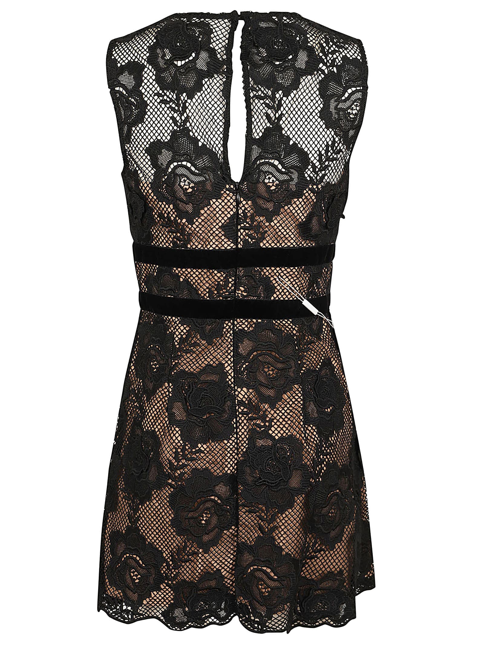 Shop Self-portrait Black Lace Velvet Bow Mini Dress