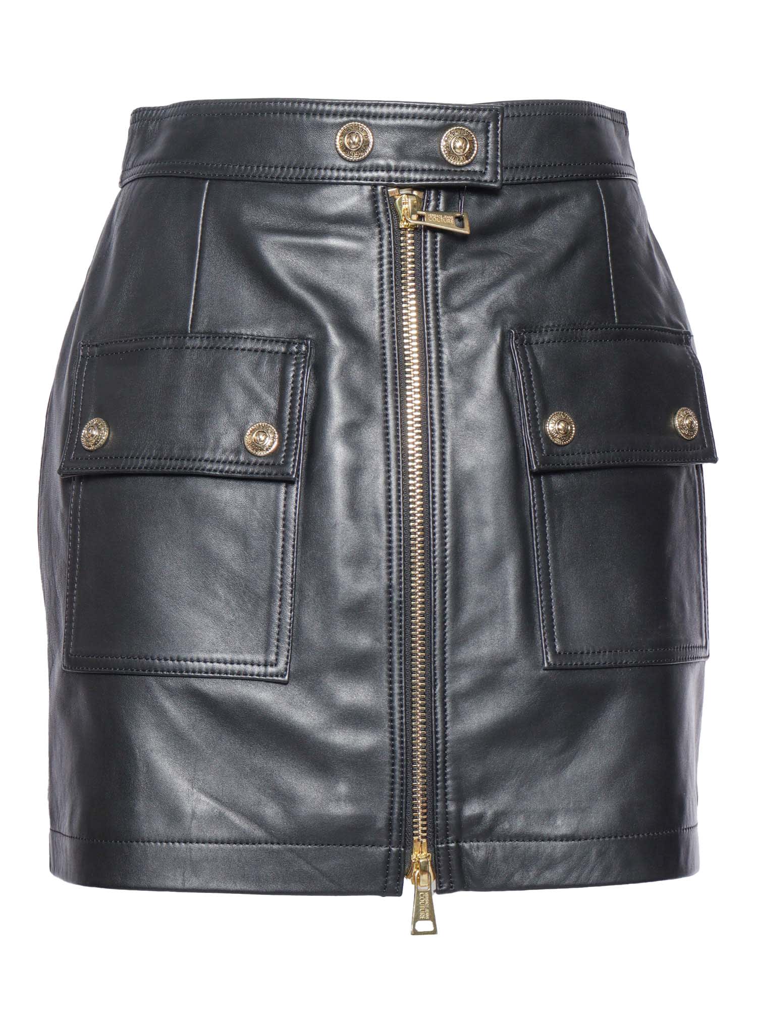 VERSACE JEANS COUTURE LEATHER MINI SKIRT