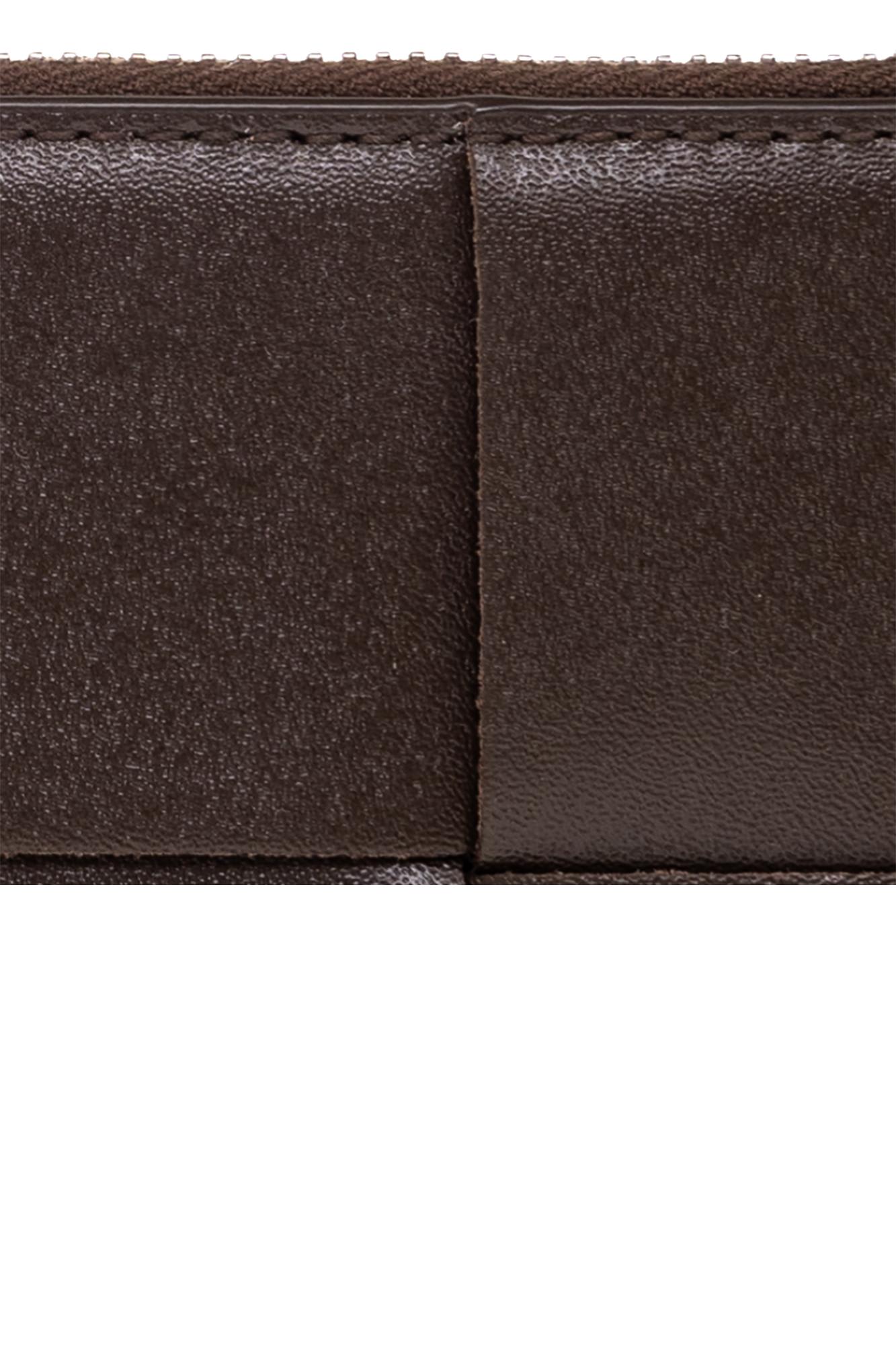 Bottega Veneta Small Double Folding Wallet With Change Purse In Marrone