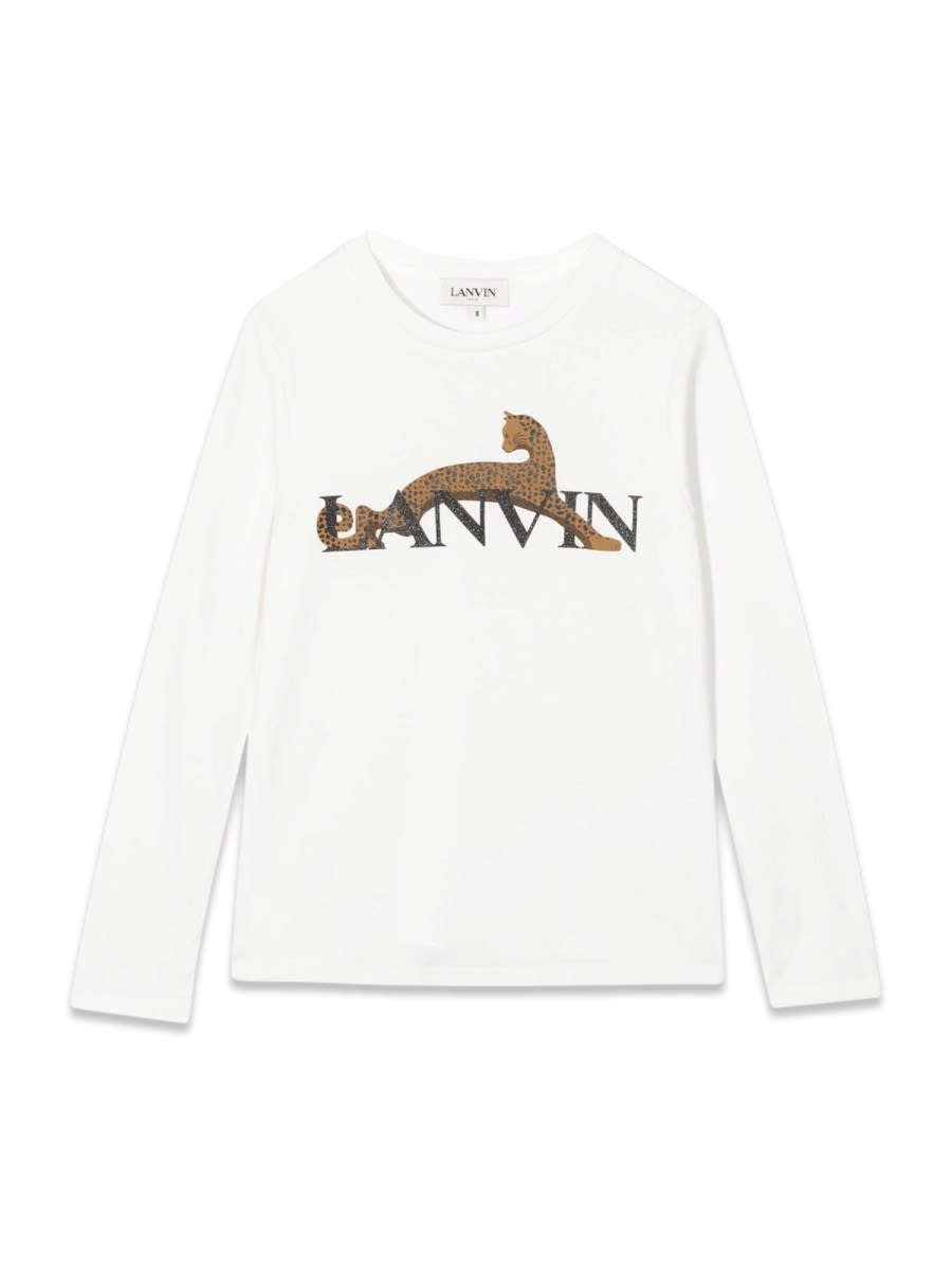 Lanvin Kids' Logo Long Sleeve T-shirt In Ivory
