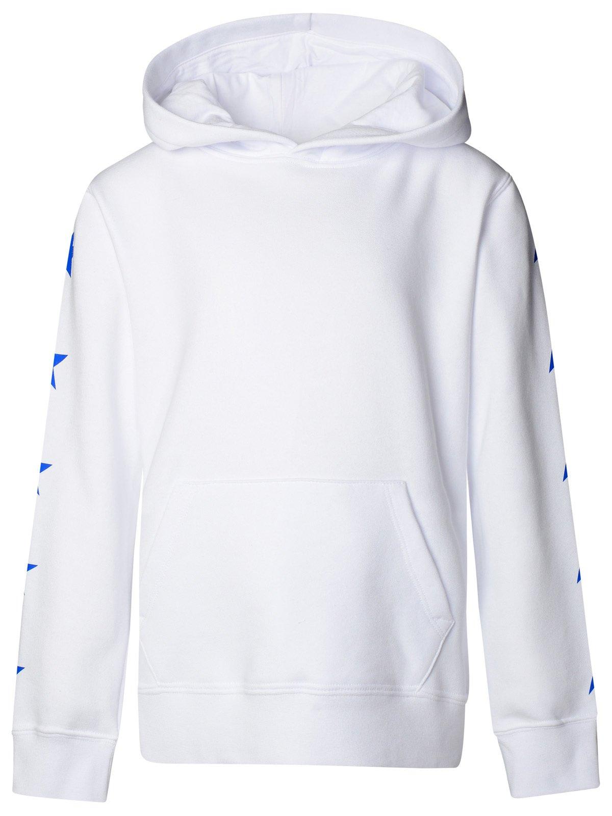 Shop Golden Goose Star-printed Long Sleeved Hoodie In White/ Blue Royal