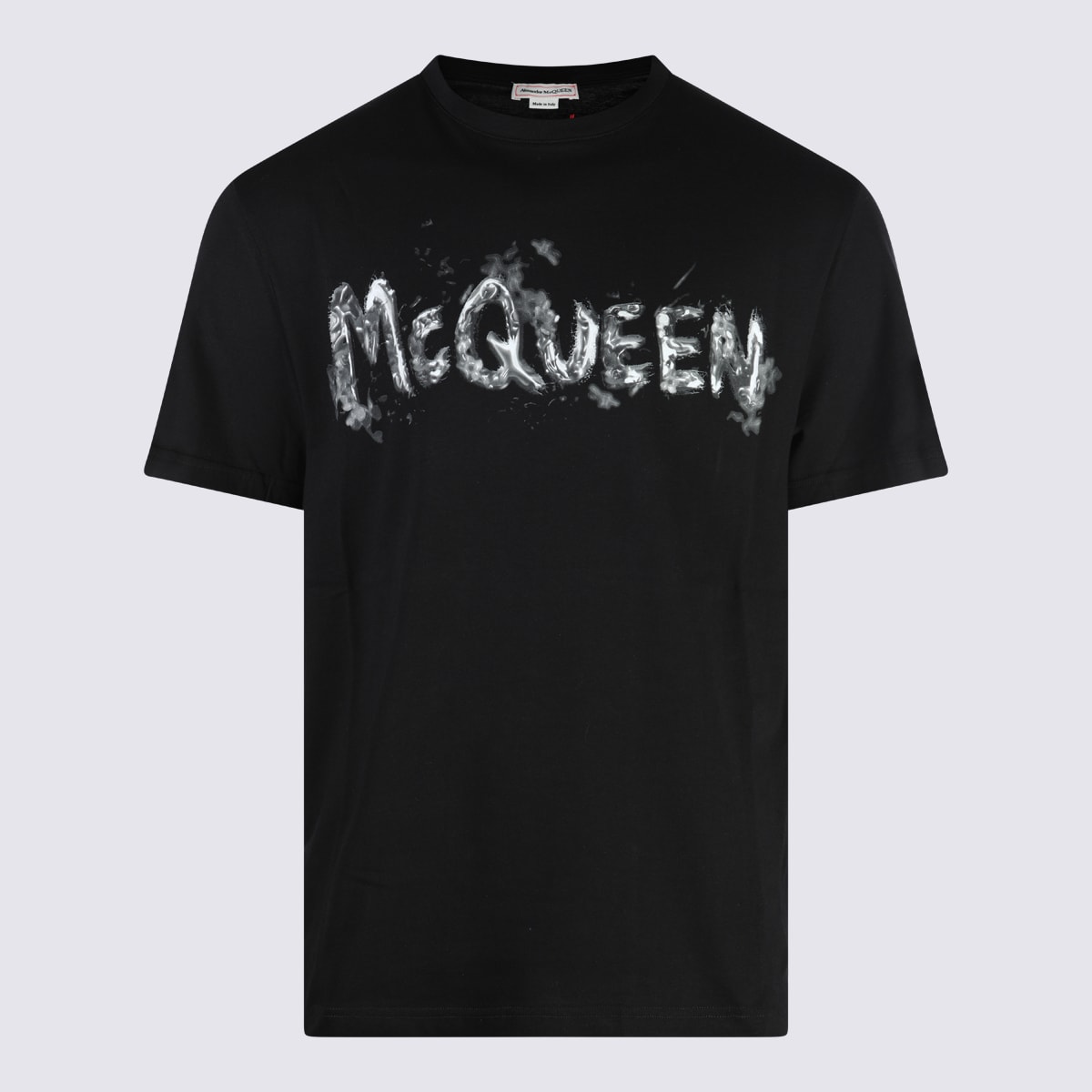 Shop Alexander Mcqueen Black Cotton T-shirt In Black / Grey