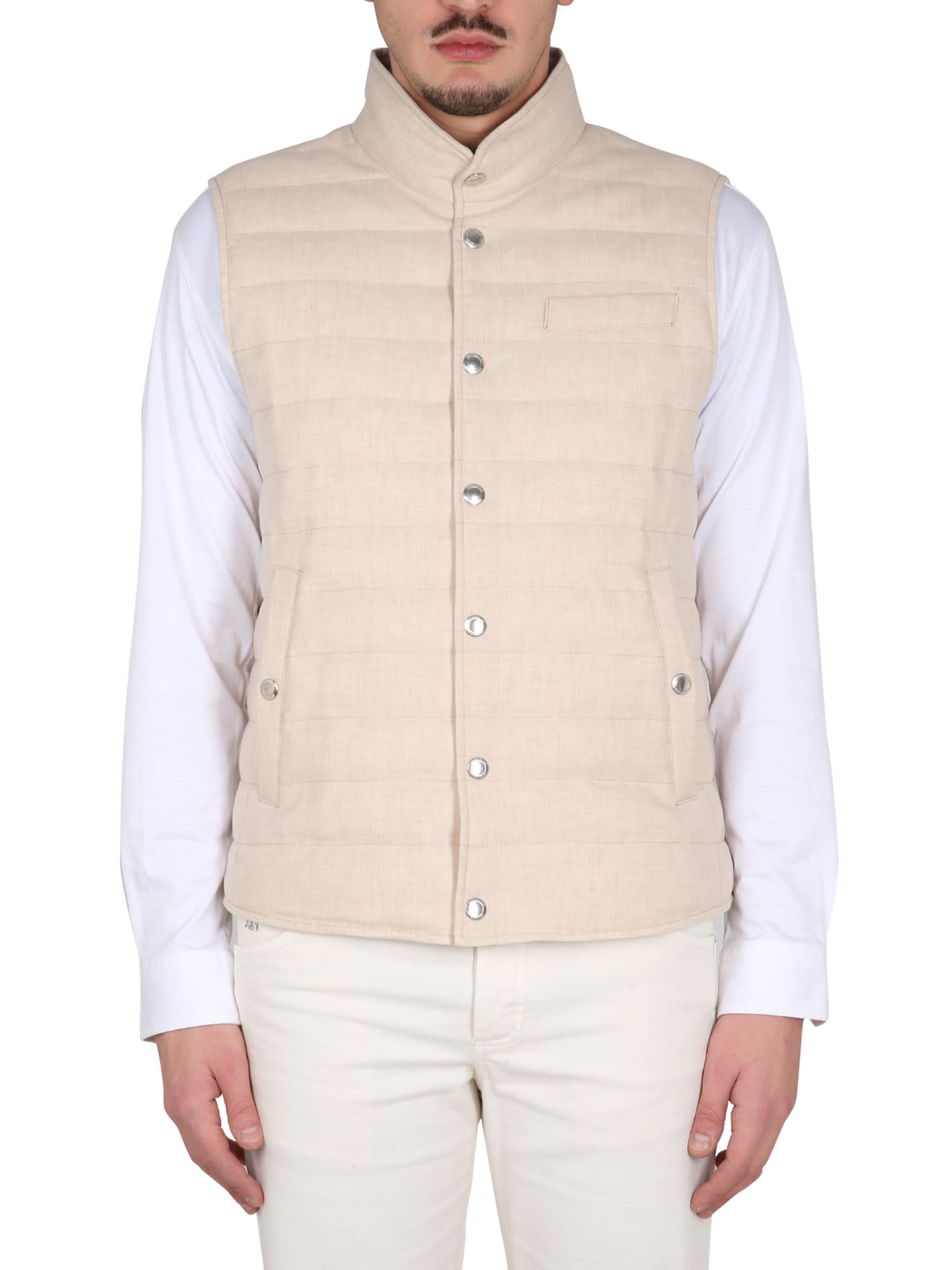 BRUNELLO CUCINELLI LINEN PADDED VEST