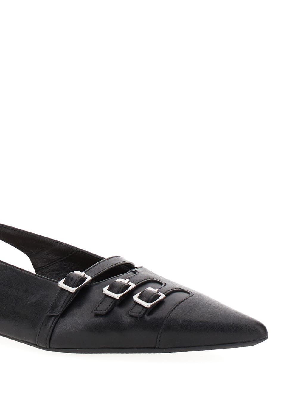 Shop Vagabond Hermine Black Slingback Ballet Flats With Decorative Buckles In Leather Woman