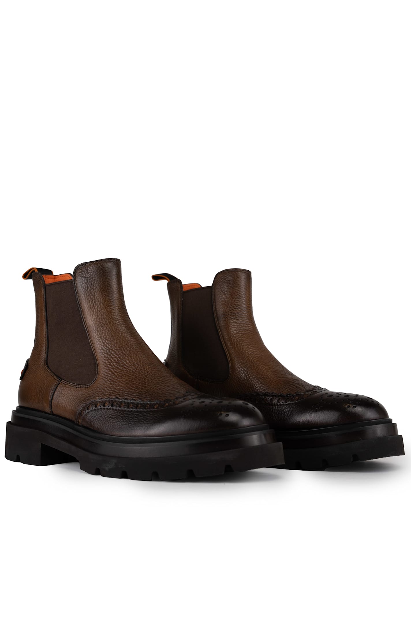 Shop Santoni Dark Brown Leather Tank Boot In Marrone