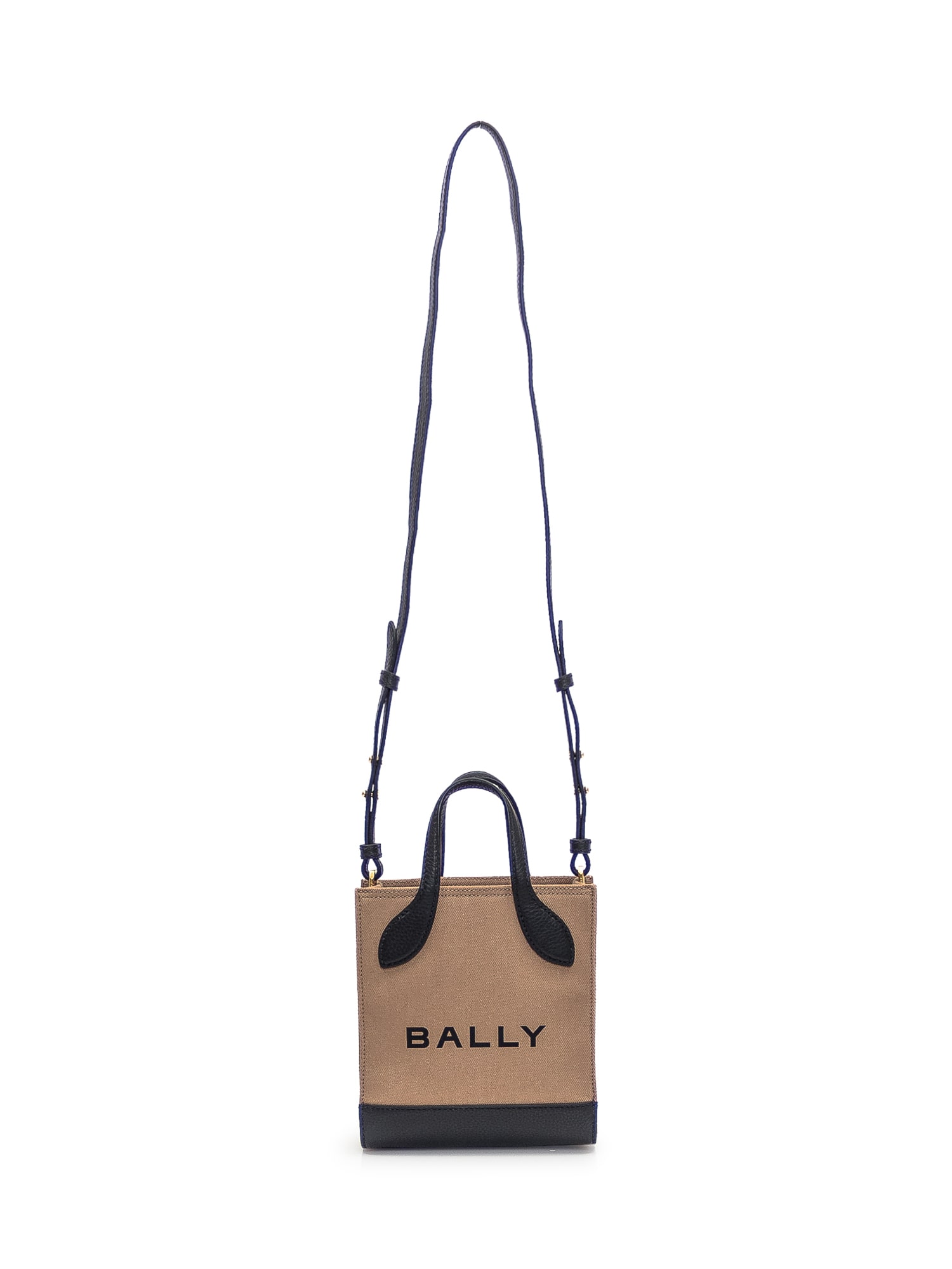 Shop Bally Tote Mini Bag In Sand/black+oro