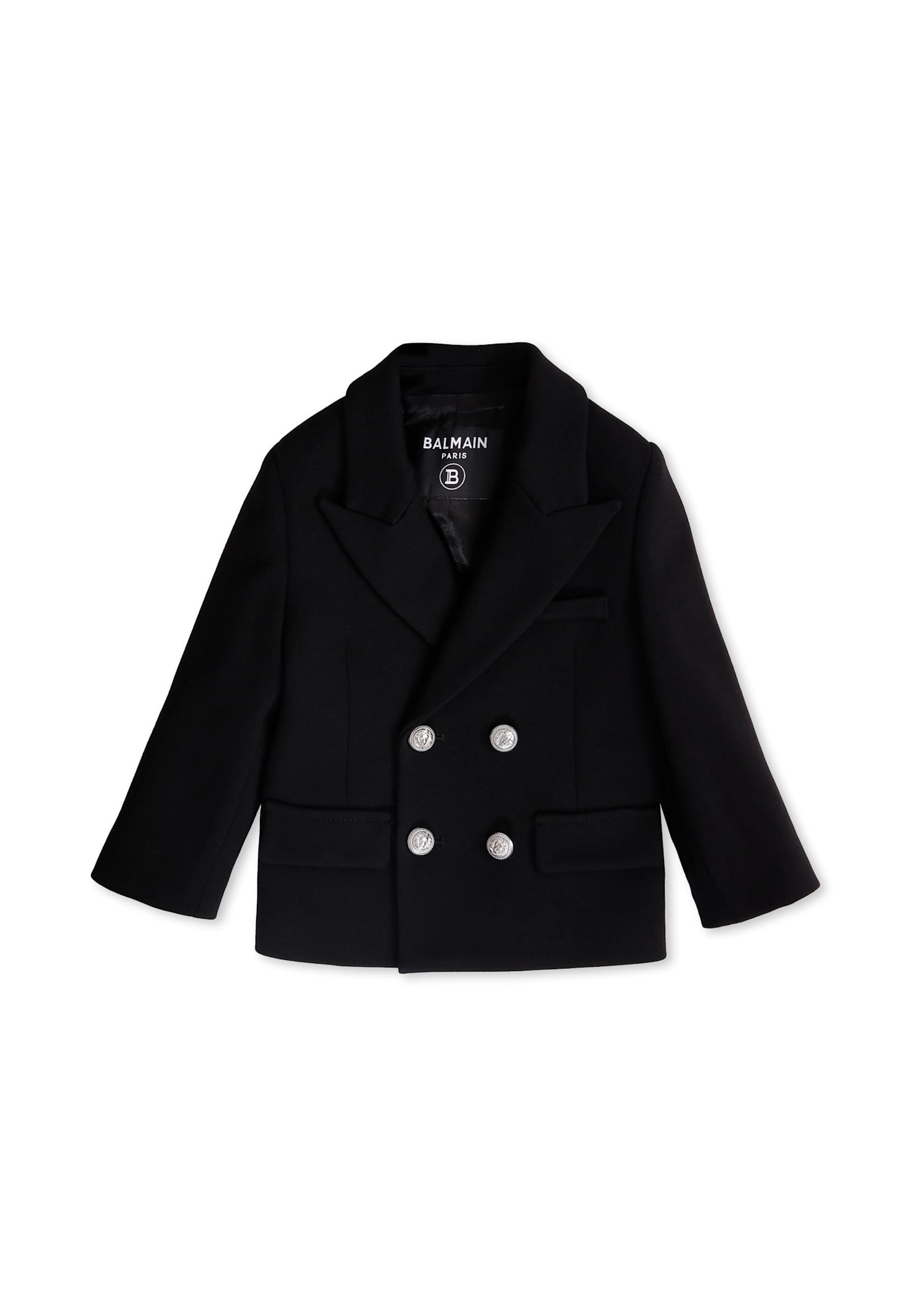Balmain Black Jacket For Baby Boy With Labyrinth In Black