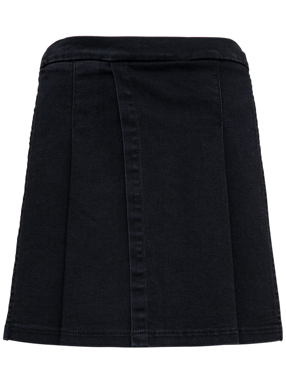 Philosophy di Lorenzo Serafini Pleated Denim Skirt With Metal Straps Detail