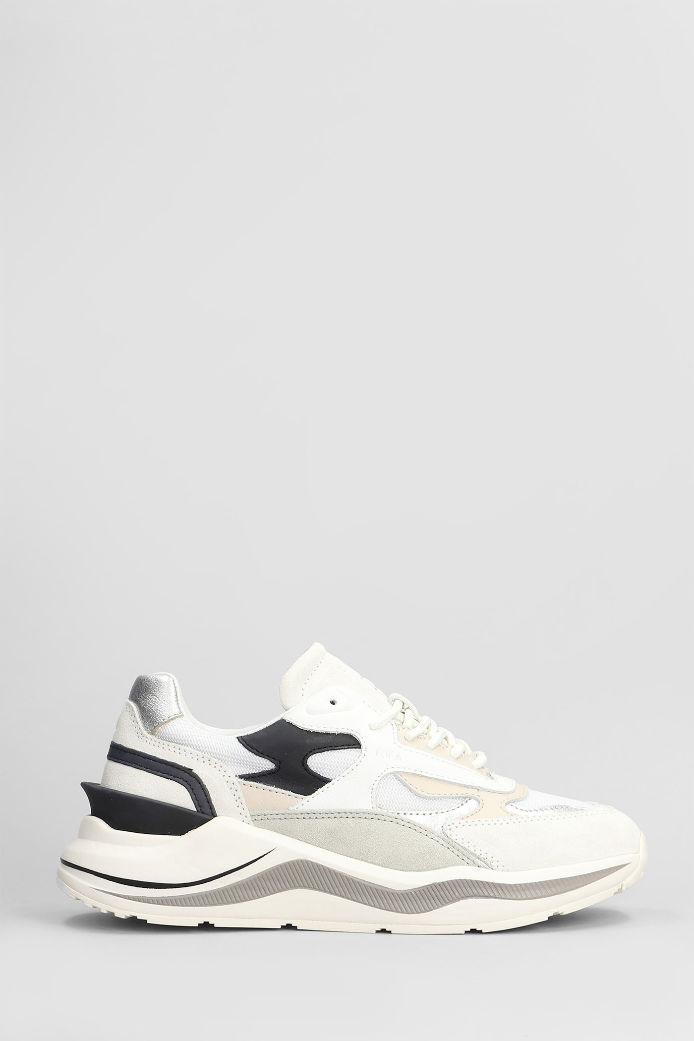 D. A.T. E. Fuga Sneakers In White Suede And Fabric