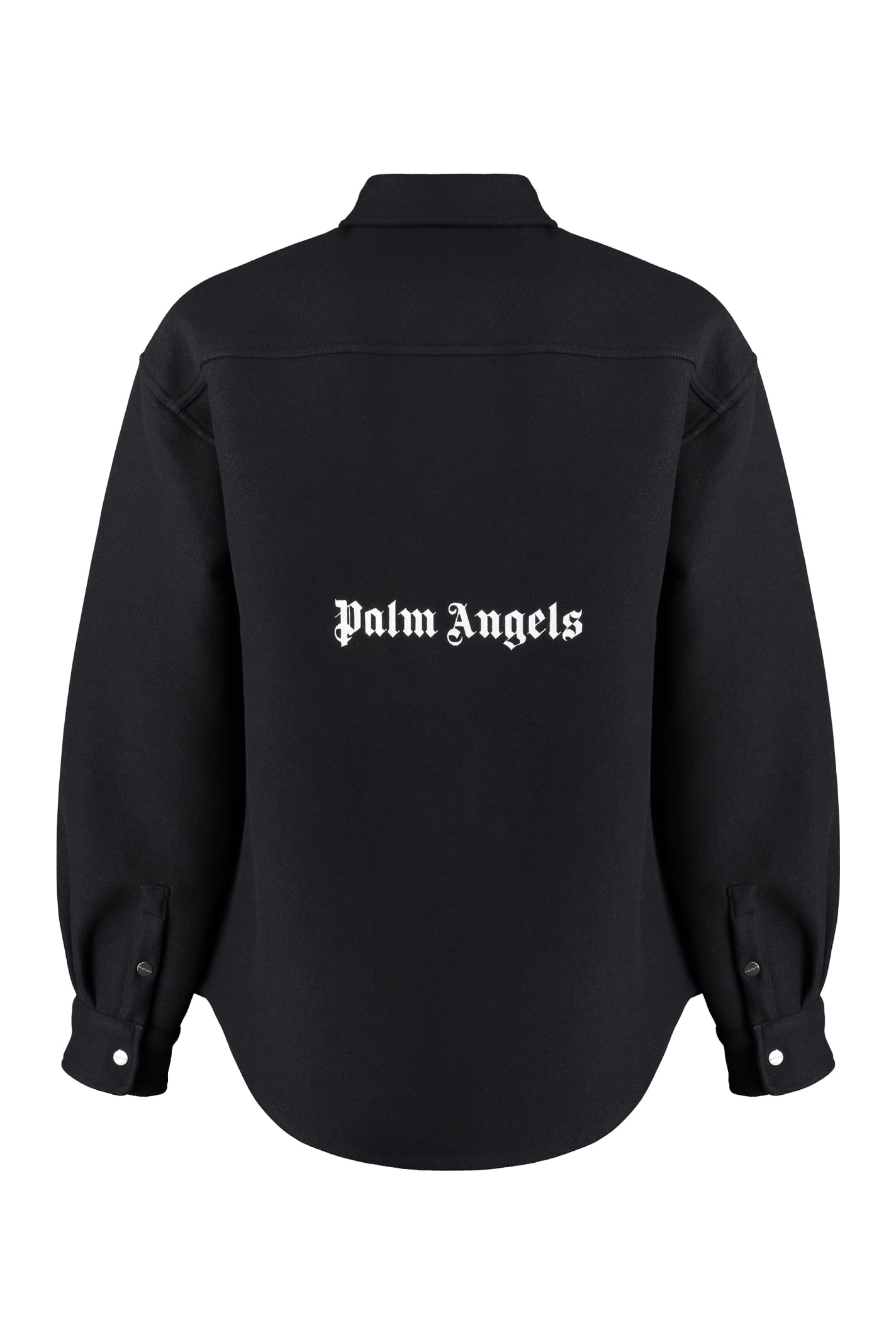 Shop Palm Angels Virgin Wool Overshirt In Black