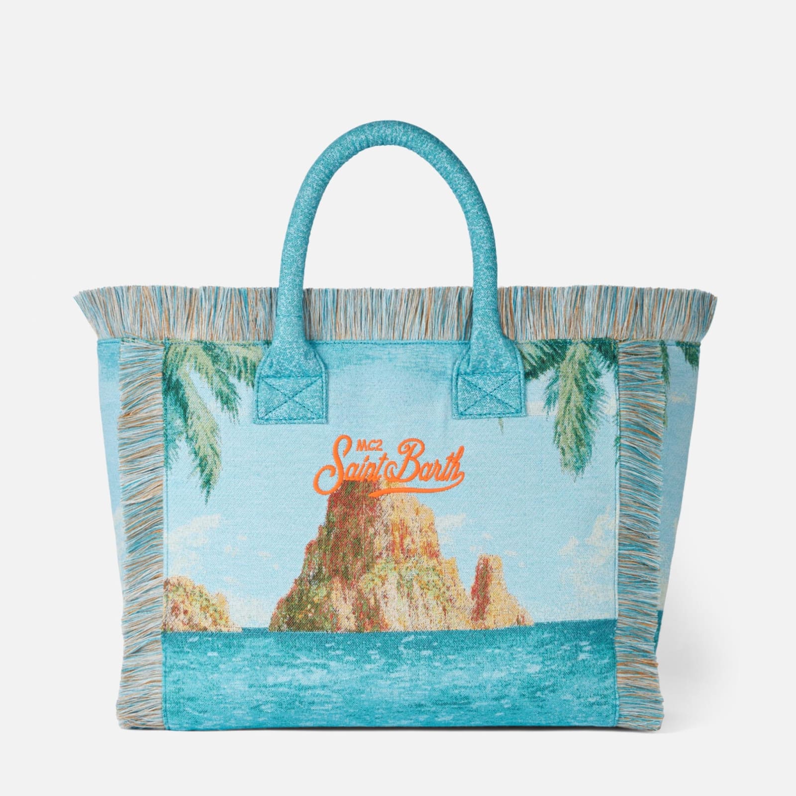 Shop Mc2 Saint Barth Vanity Gobelin Shoulder Bag With Ibiza Embroidery In Green