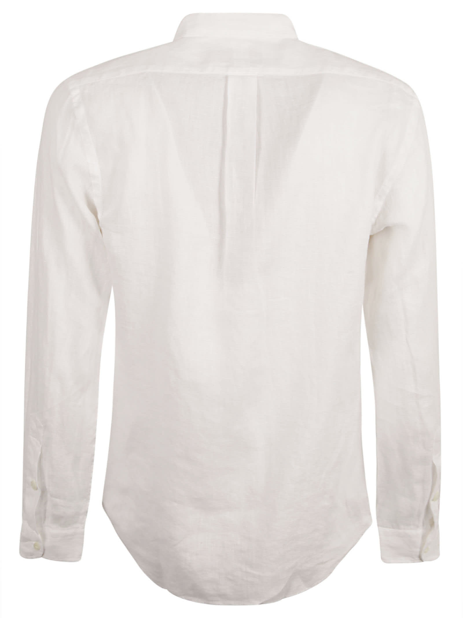 Shop Ralph Lauren Logo Embroidered Round Hem Plain Shirt In White