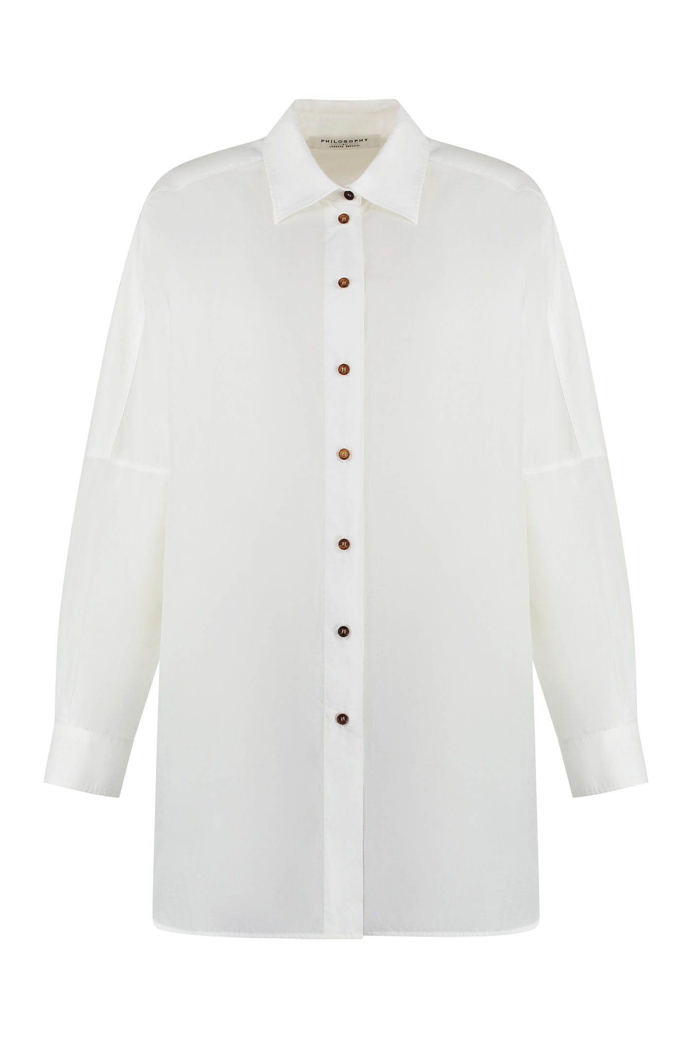 Shop Philosophy Di Lorenzo Serafini Cotton Blend Shirt In White