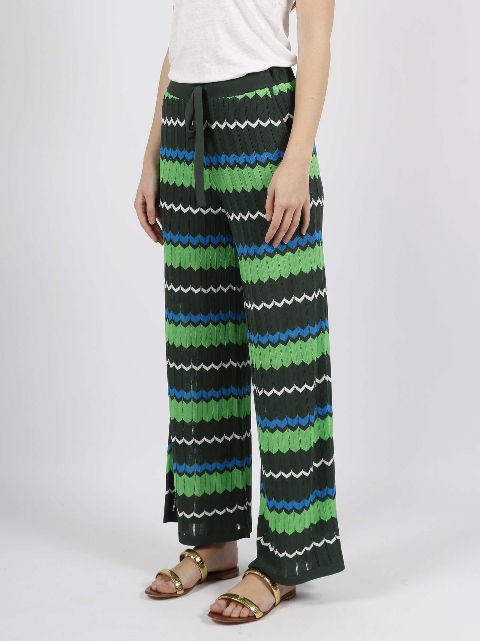 Shop P.a.r.o.s.h Knitted Trousers In Green