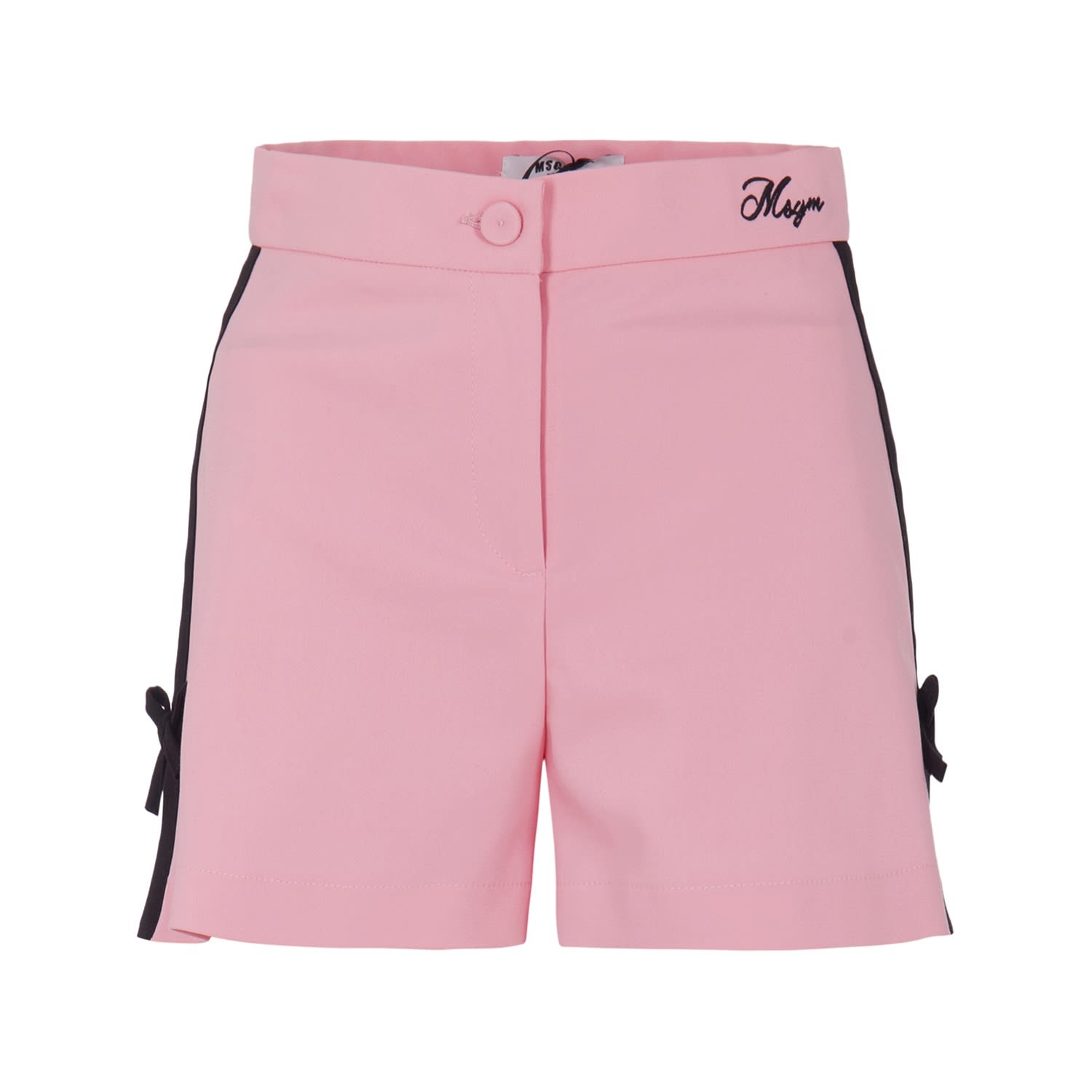 Msgm Kids' Shorts With Striped Detail In Pink