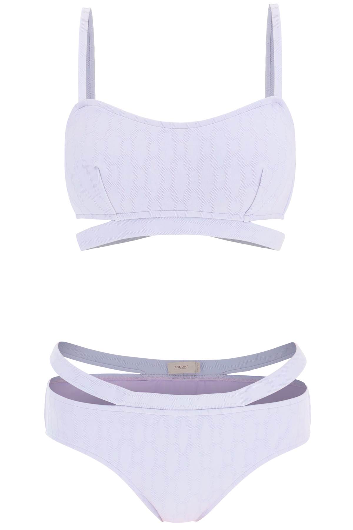 Shop Agnona Chain Logo Set Bikini In Malva (purple)