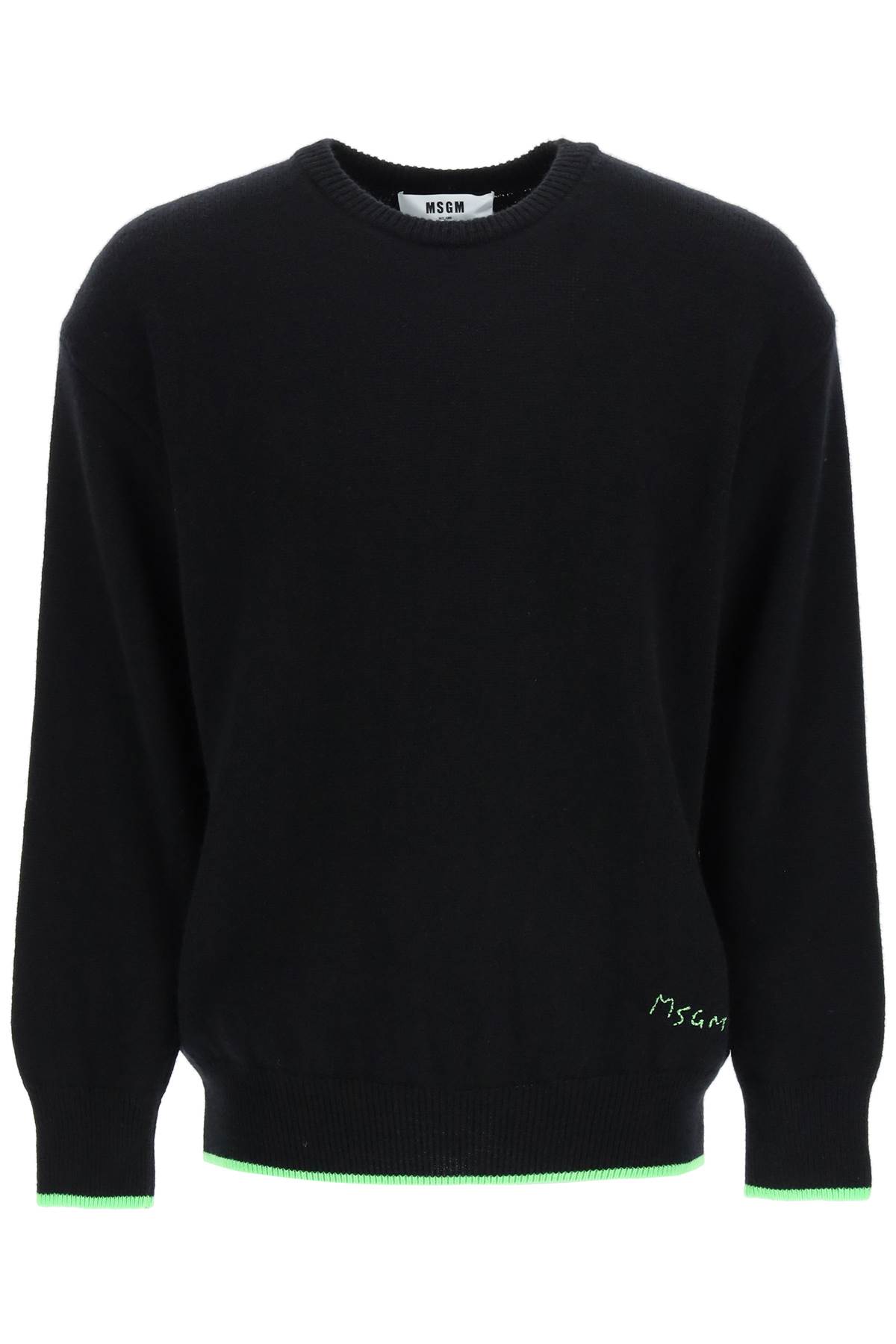 MSGM Wool And Cashmere Sweater With Fluo Band
