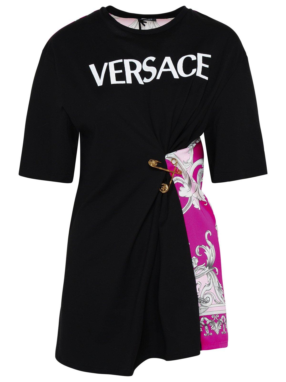 Versace Safety-pin Baroque Printed Crewneck T-shirt