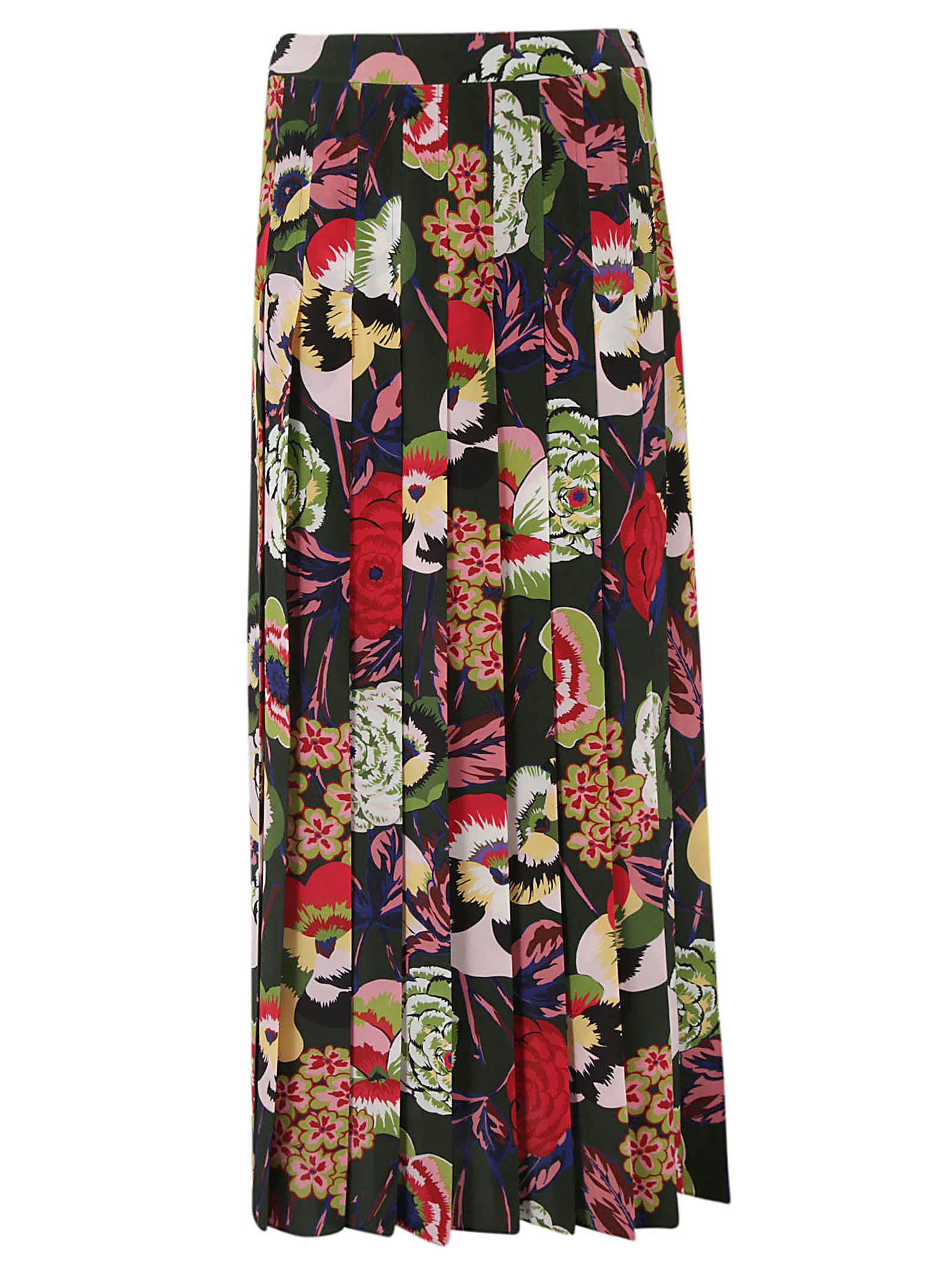 multicolor pleated maxi skirt