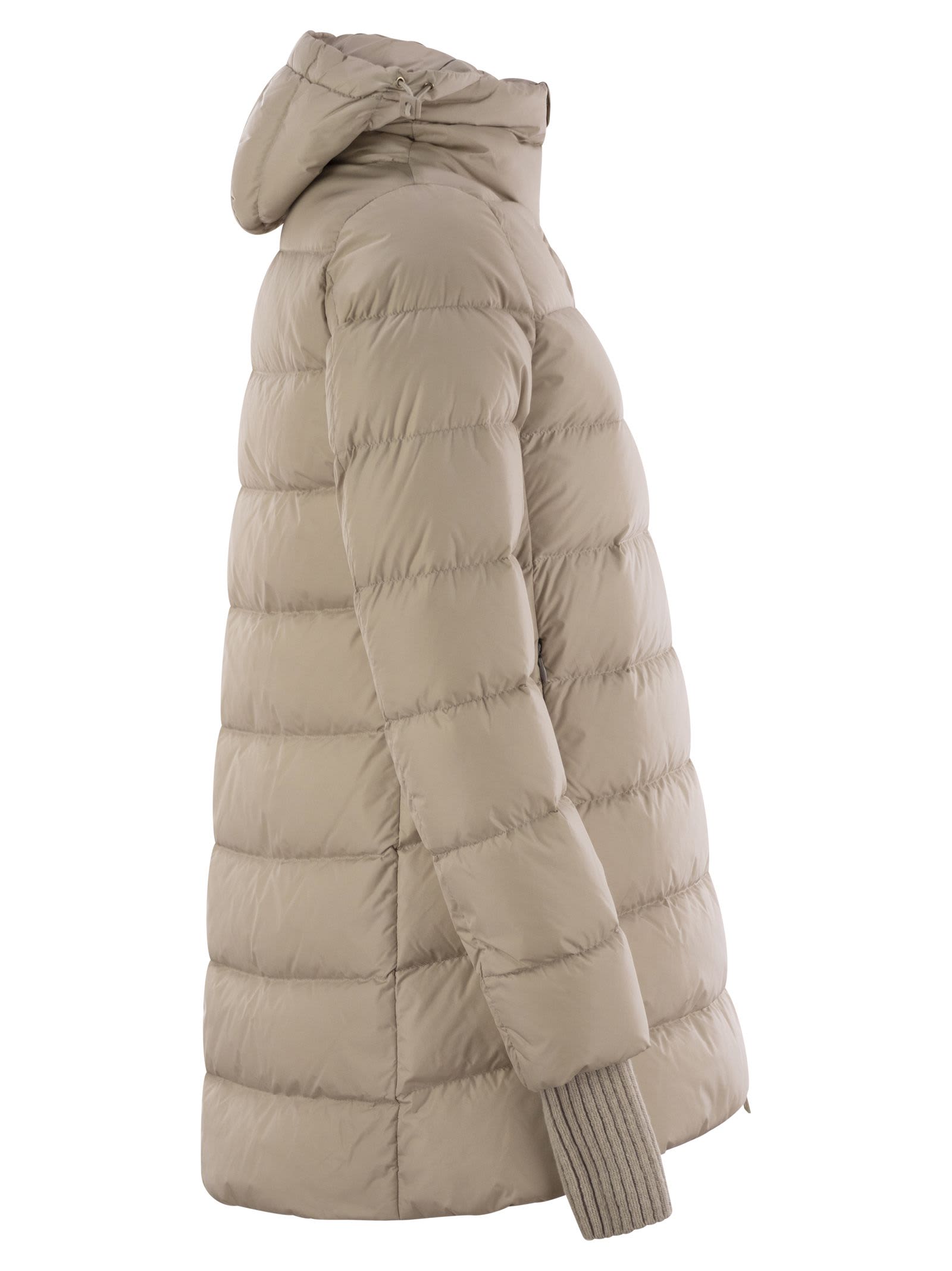 Herno Medium Down Jacket With Hood In Brown